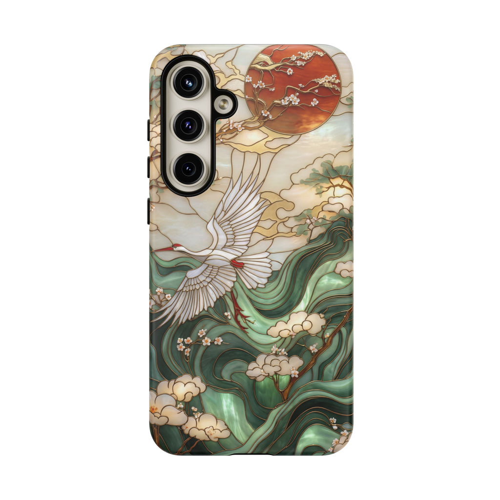 Cranes & Waves Protective Samsung Galaxy Case | Japanese-Inspired Art Phone Cover