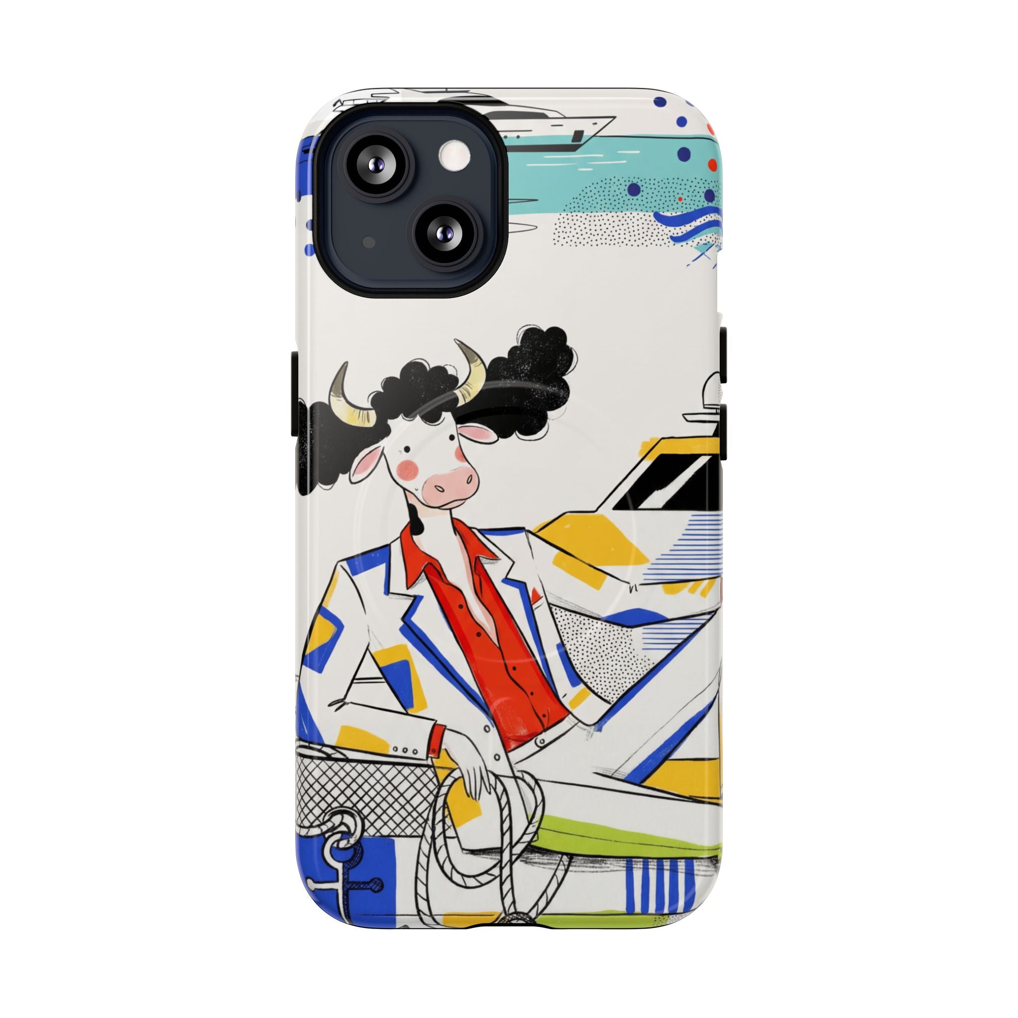 Nautical Cow Graphic Protective MagSafe iPhone Case
