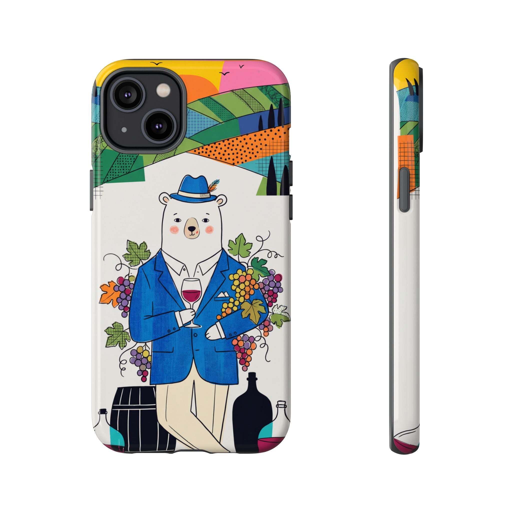 Dapper Polar Bear Wine Lover Illustrated Protective iPhone Case