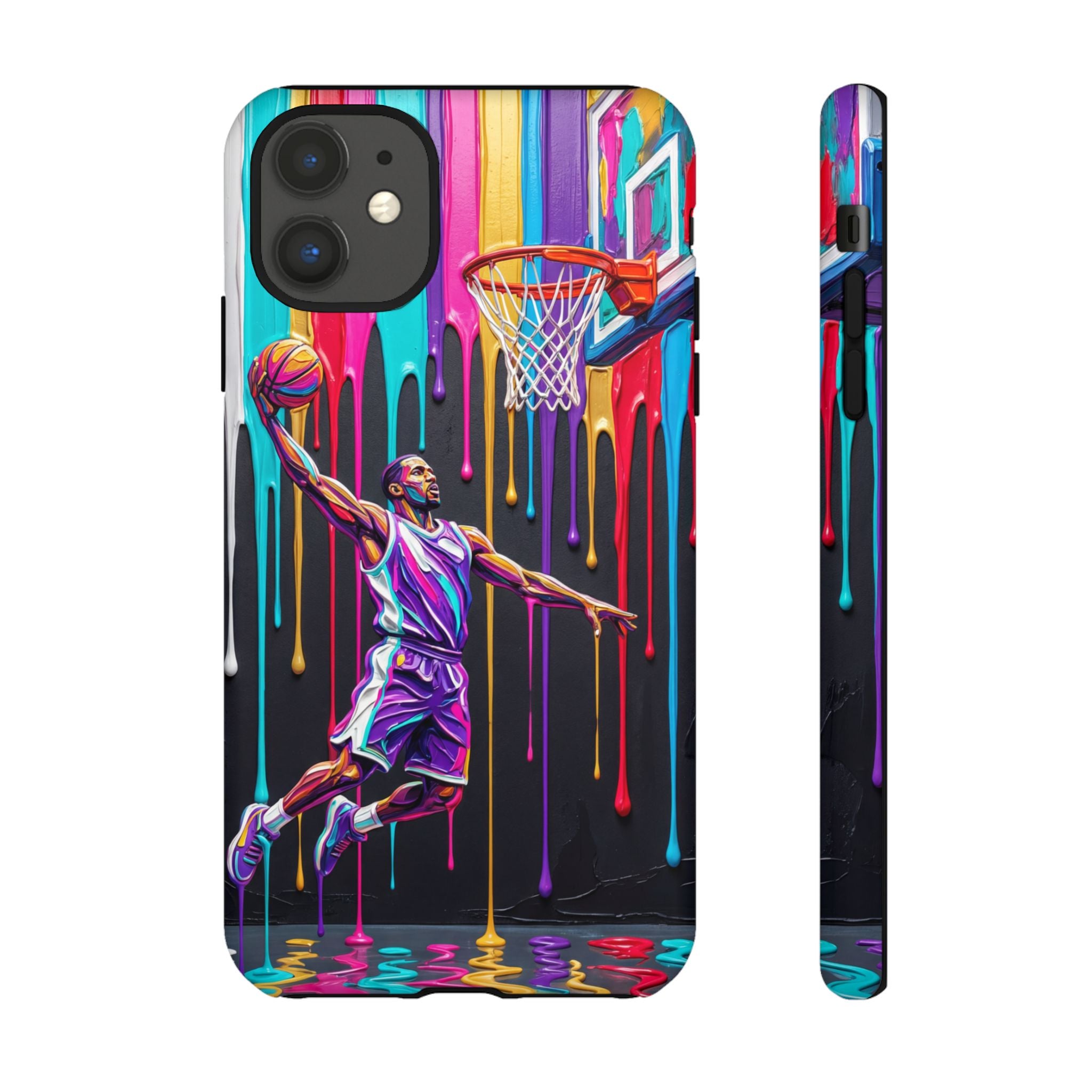 Color Splash Basketball iPhone Case | Vibrant Drip Dunk Design