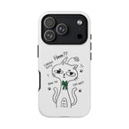 Curious Kitty Phone Case — Cute Cat Illustration with 'Hmm??' Text