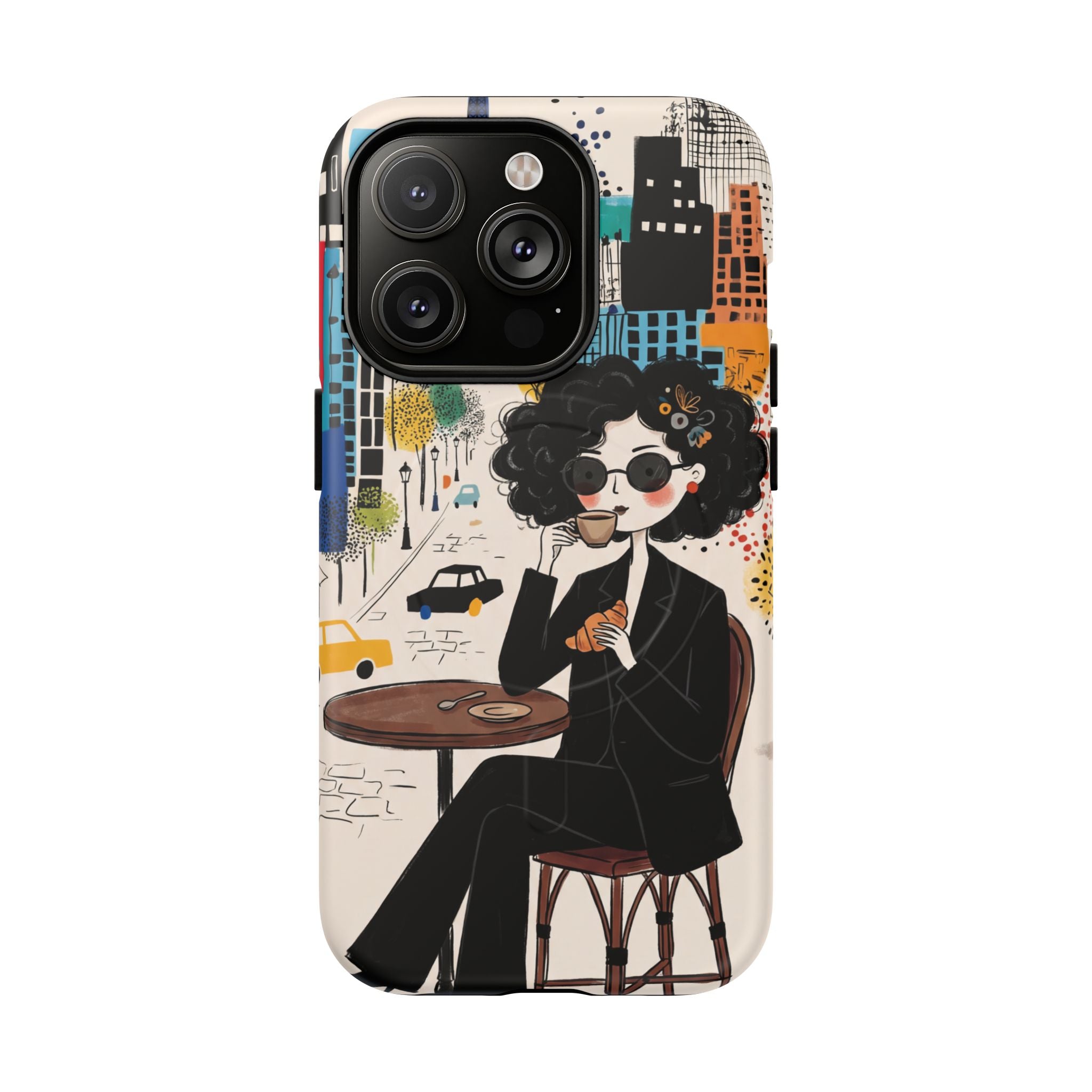 Paris Cafe Chic MagSafe iPhone Case | Stylish Woman Illustration iPhone Cover
