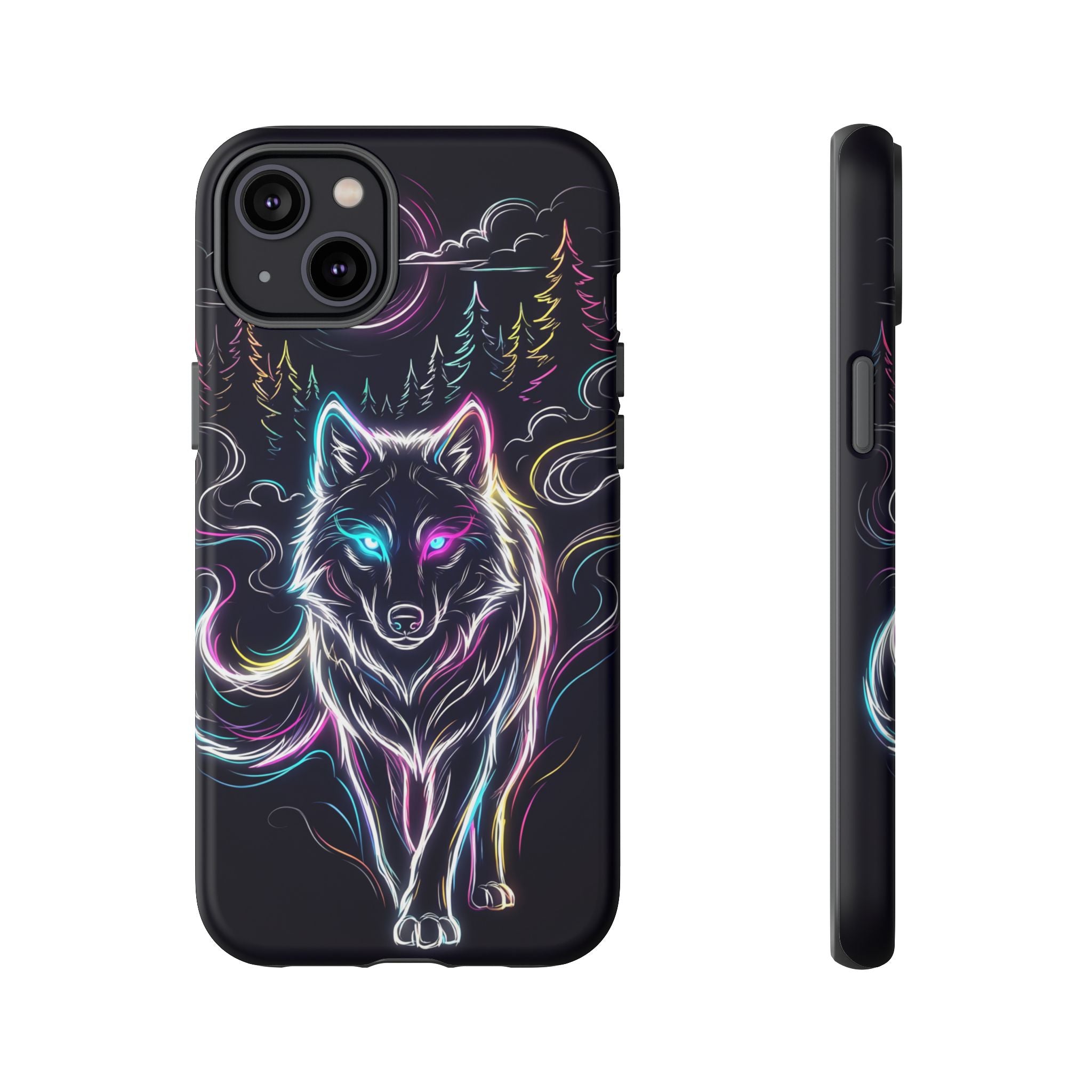 Neon Wolf iPhone Case | Mystic Glow Protective Tough Case