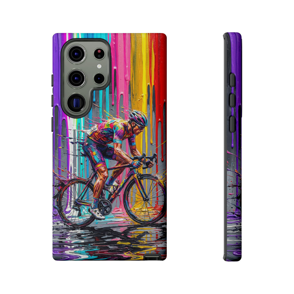 Cyclist Art Samsung Galaxy Phone Case | Colourful Drip Painting Tough Cases