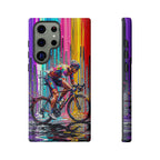 Cyclist Art Samsung Galaxy Phone Case | Colourful Drip Painting Tough Cases