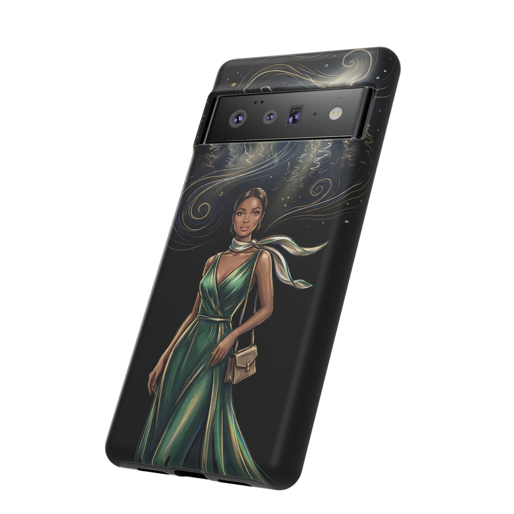 Elegant Woman in Green Dress Art Protective Tough Google Pixel Phone Case