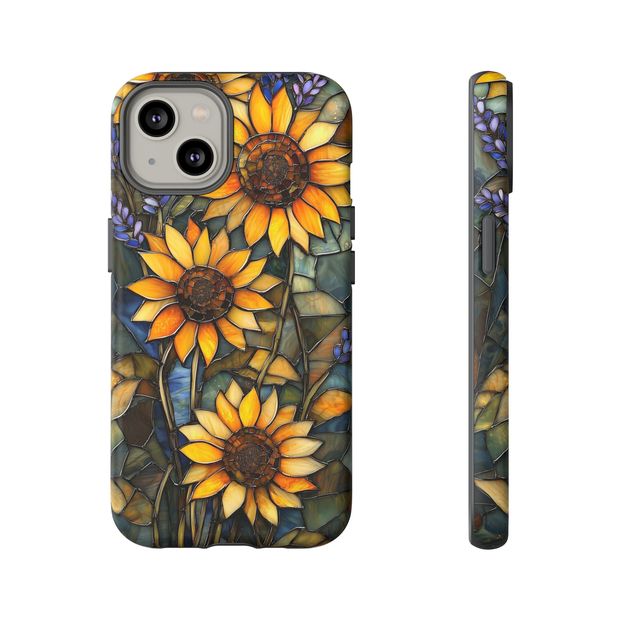 Sunflower Stained Glass Tough iPhone Case | Floral Protective Cover