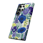 Floral Blue & Purple Tough Samsung Galaxy Phone Case | Protective Botanical Phone Cover