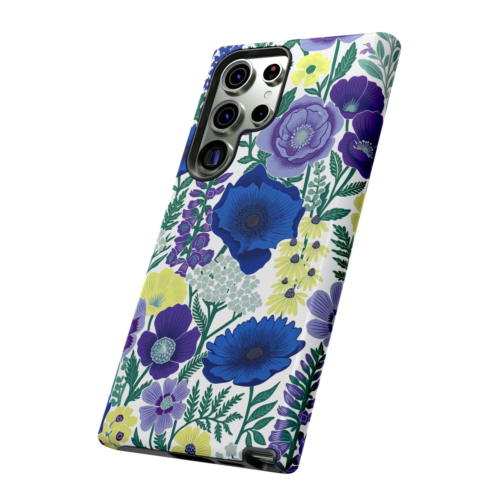 Floral Blue & Purple Tough Samsung Galaxy Phone Case | Protective Botanical Phone Cover
