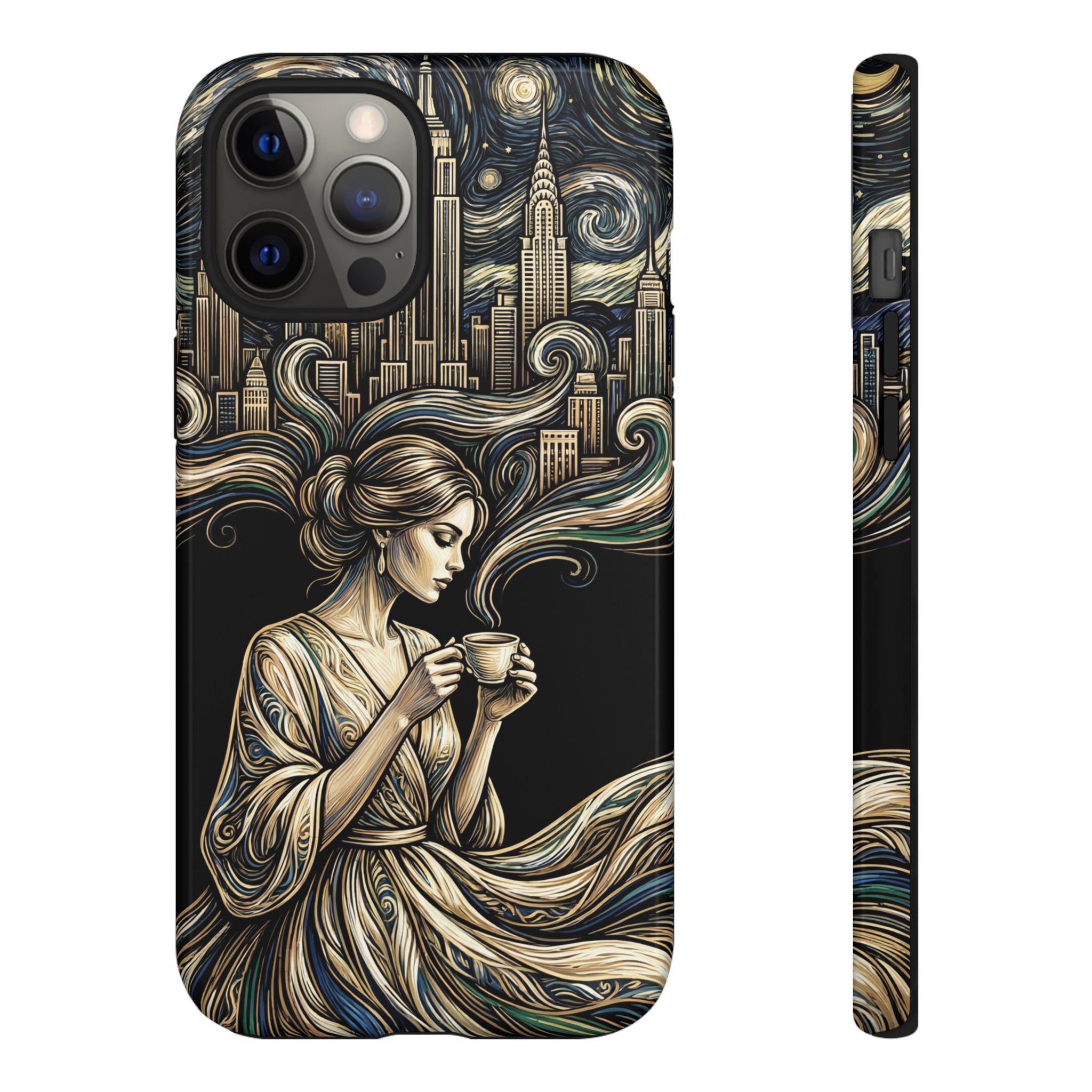 Vintage Cityscape Woman Tea Art iPhone Case