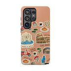 Rome Italy Travel Tough Samsung Galaxy Phone Case | Terracotta Scrapbook Sticker Cover