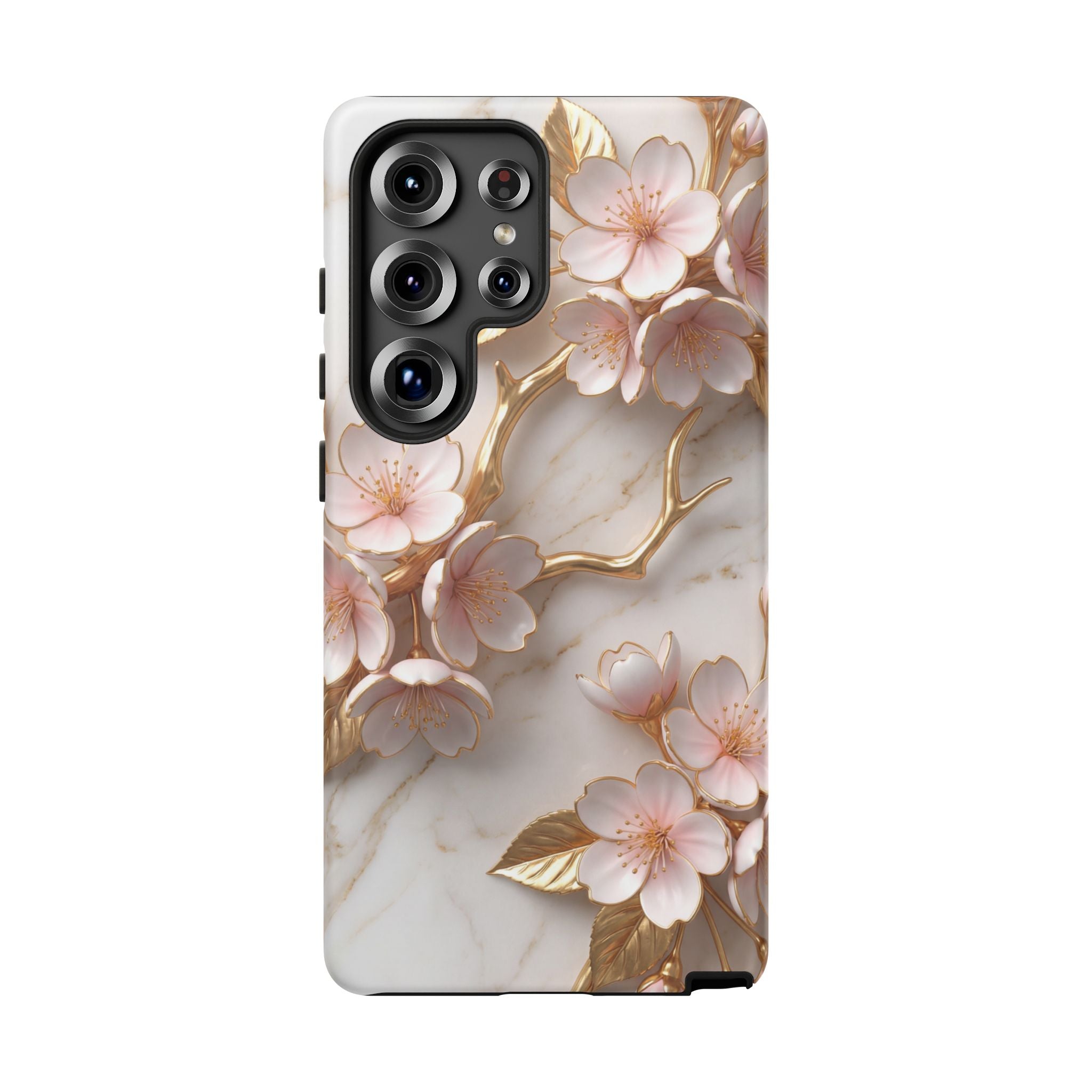 Floral Marble Samsung Galaxy Case — Sakura Gold Cherry Blossom Tough Case