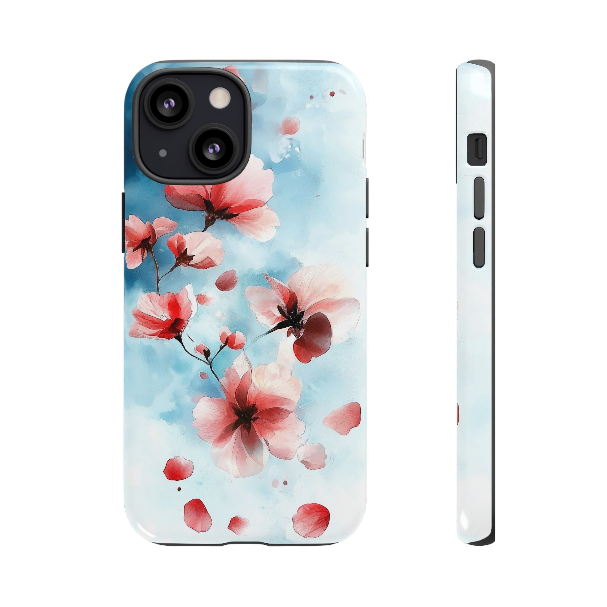Floral Cherry Blossom iPhone Case | Pastel Pink Blue