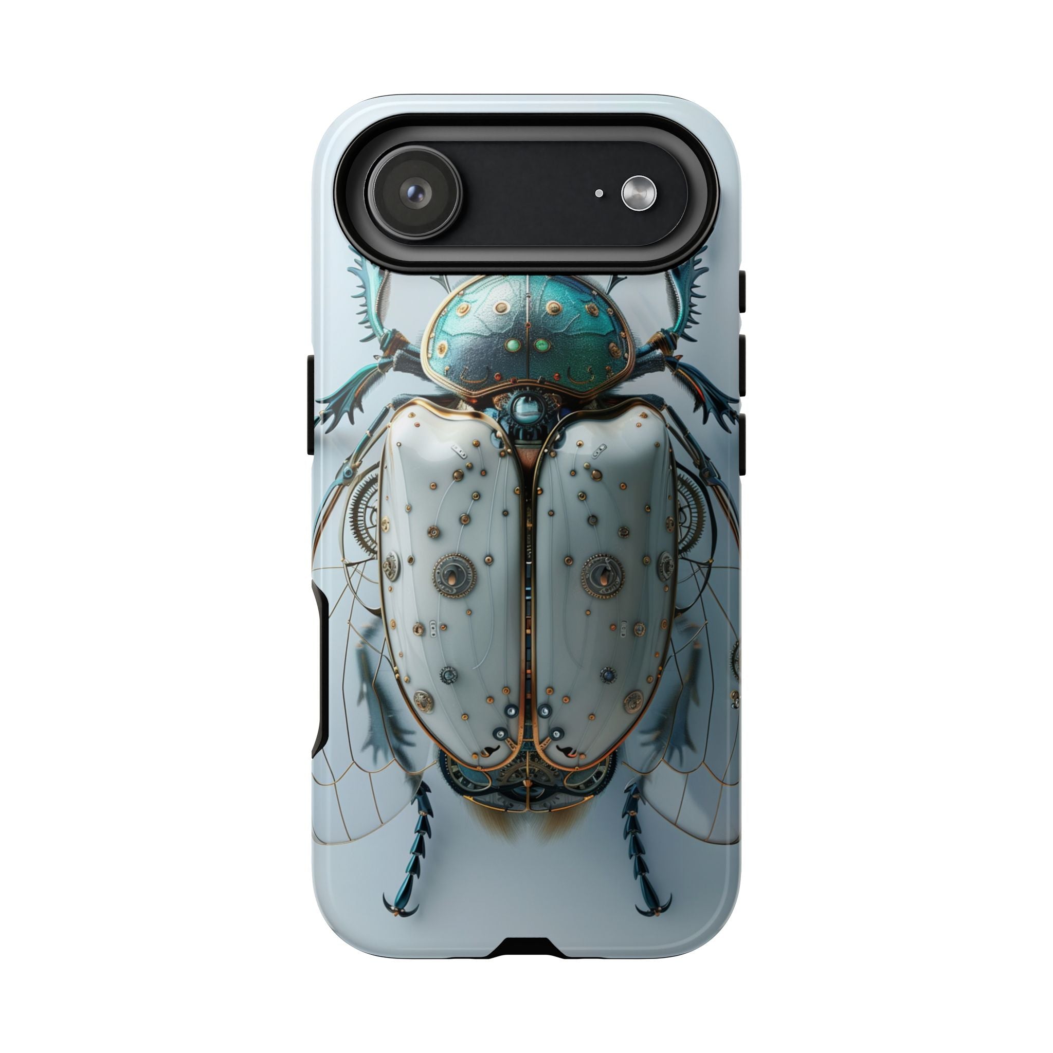 Steampunk White Beetle Protective Tough iPhone Case