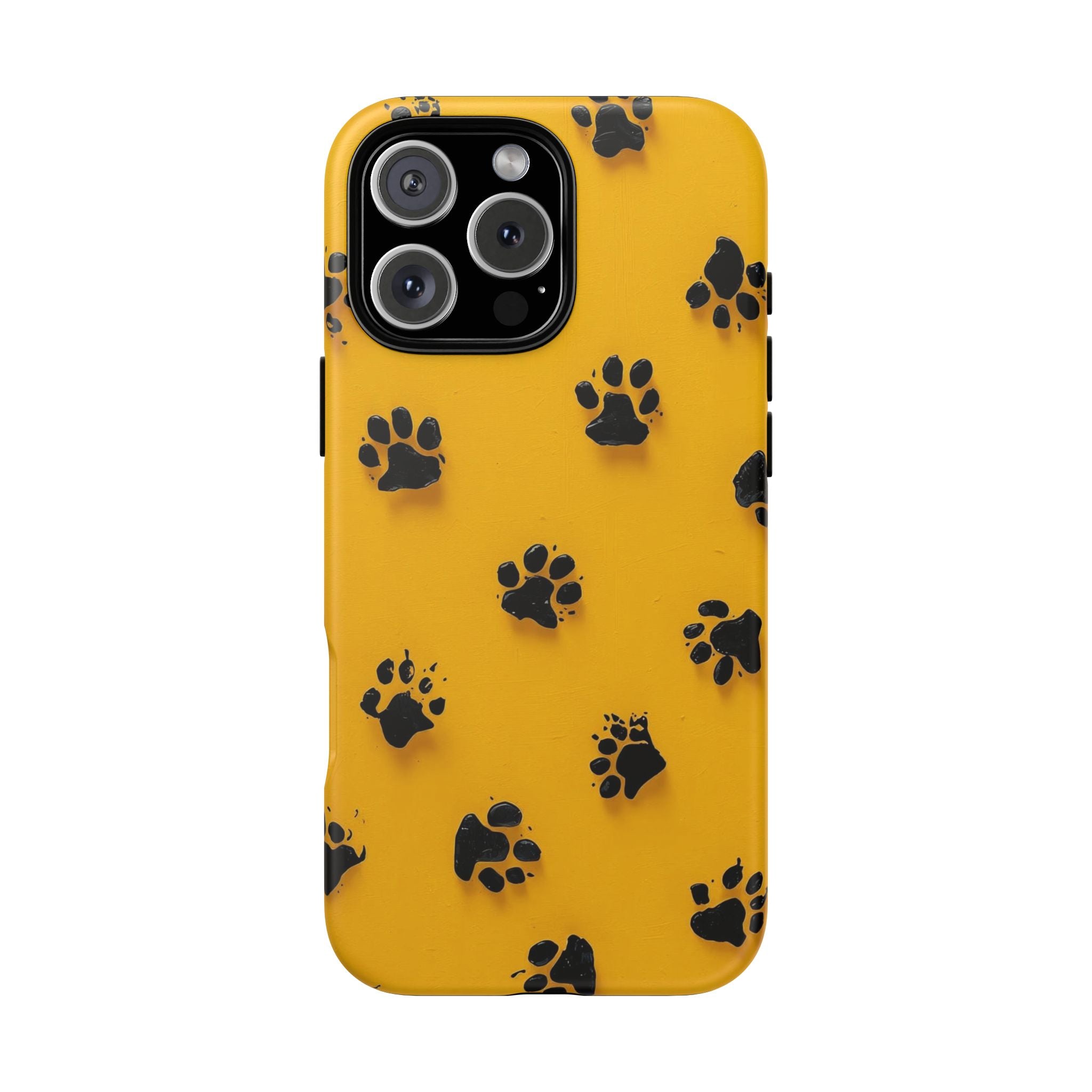 Yellow Paw Print Tough iPhone Case — Protective Dog & Cat Lover Cover