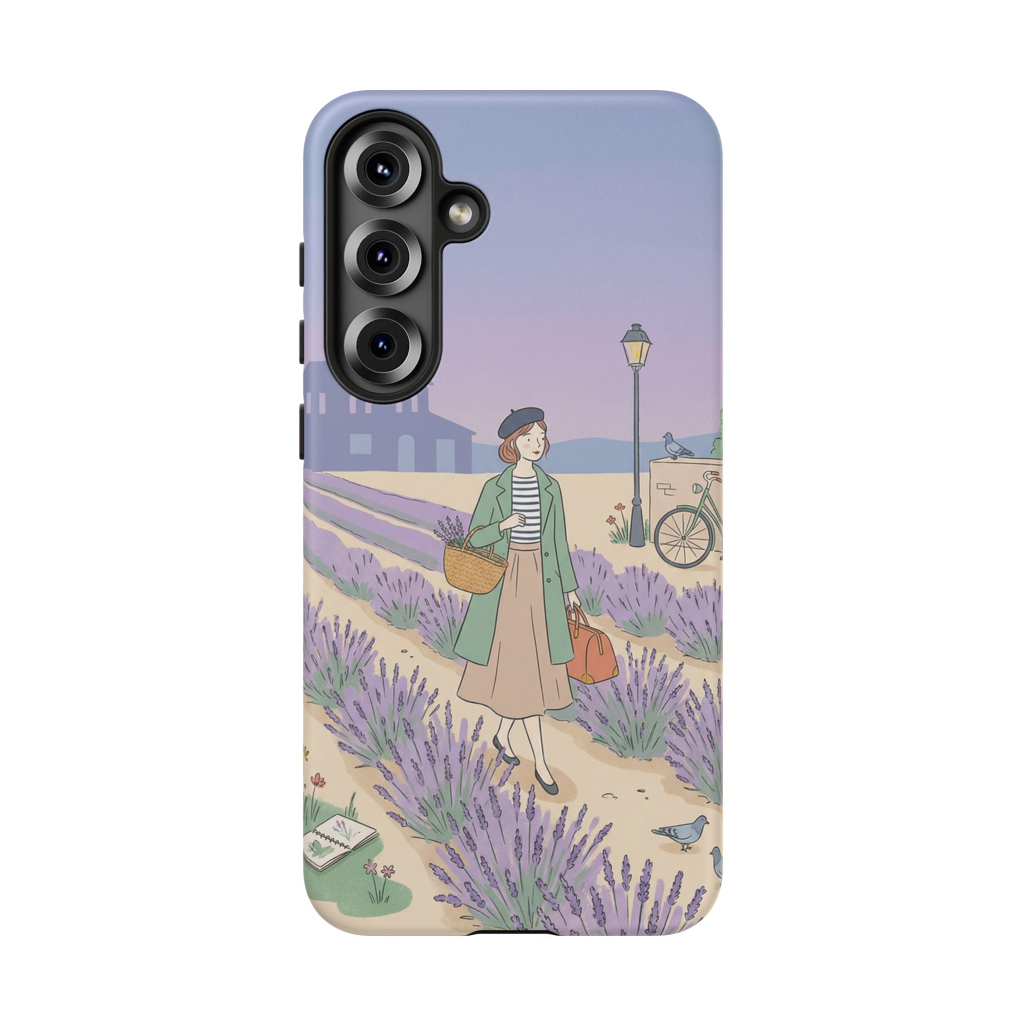 Lavender Field Samsung Galaxy Phone Case | Vintage Travel Illustration Protective Case