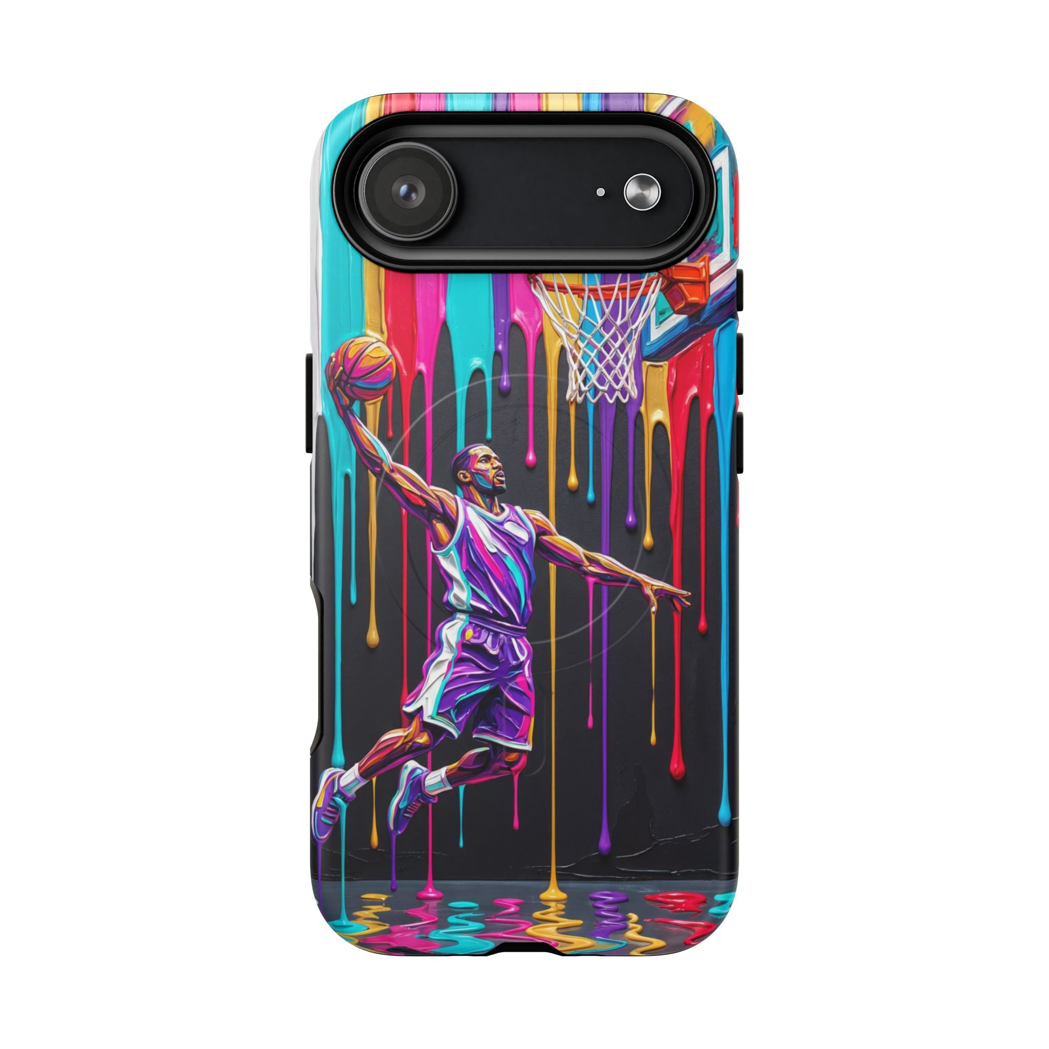 Color Splash Basketball MagSafe iPhone Case | Vibrant Drip Dunk Design