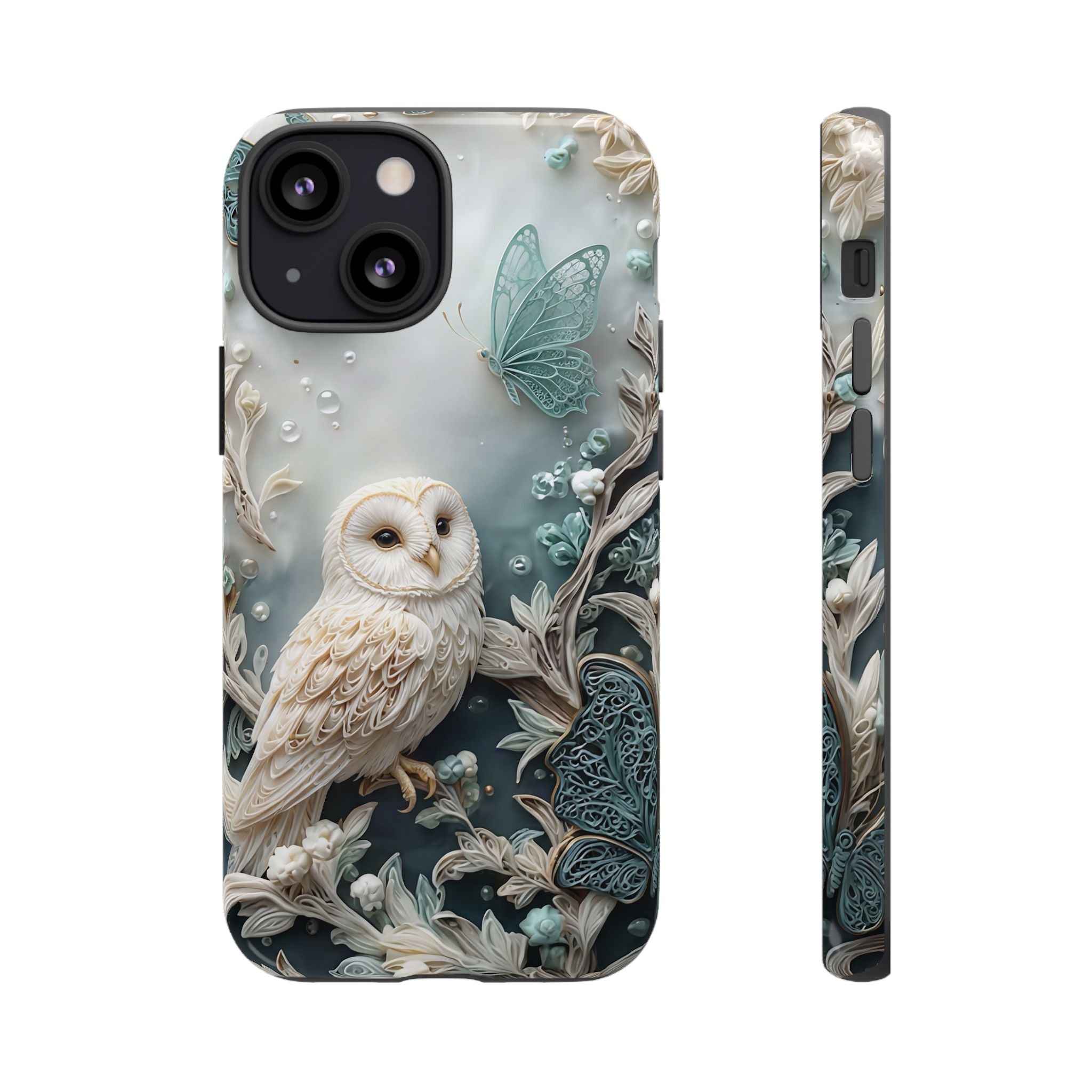 Barn Owl & Butterflies Tough iPhone Case