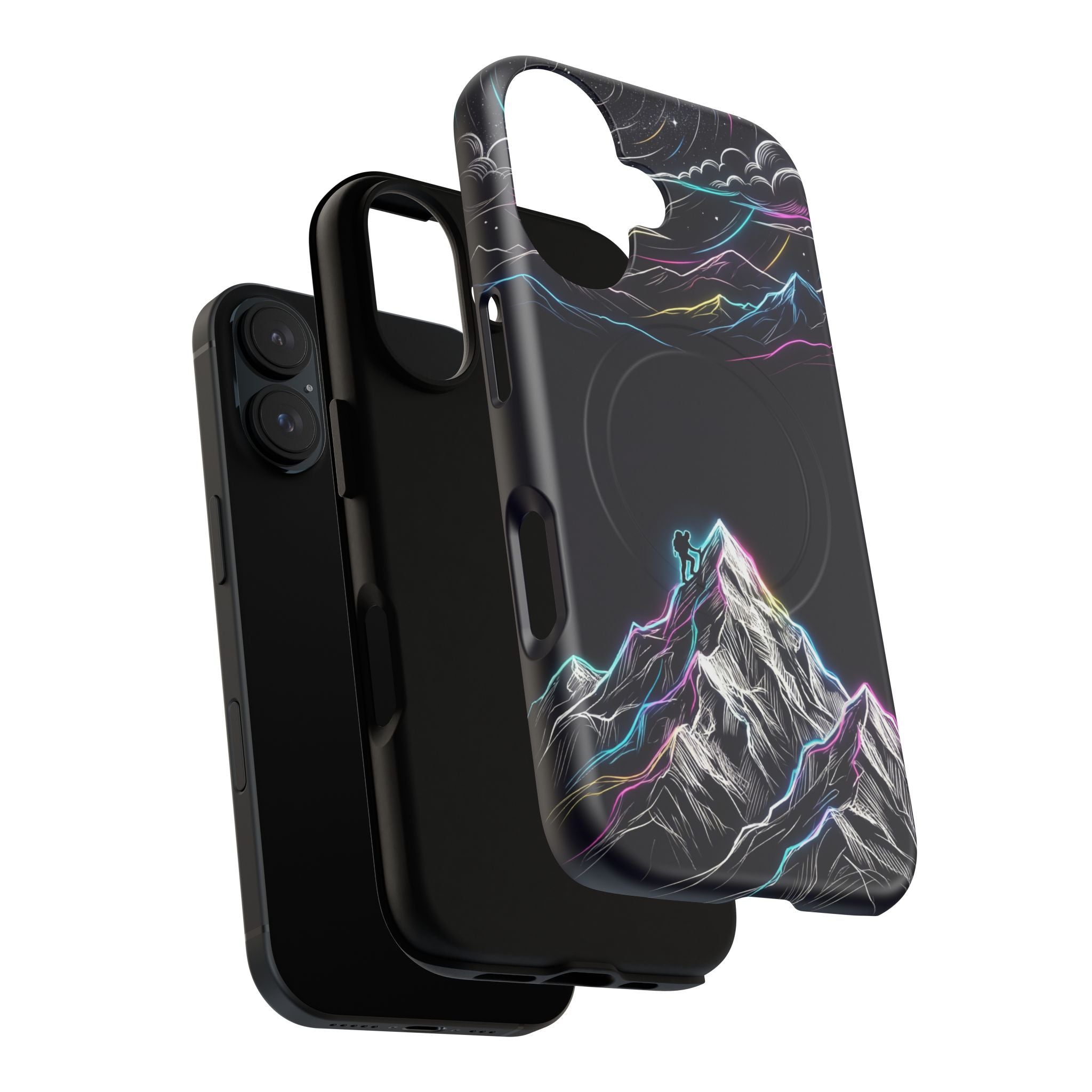 Mount Everest Neon MagSafe iPhone Case | Dark Cosmic Climber Protective Cover