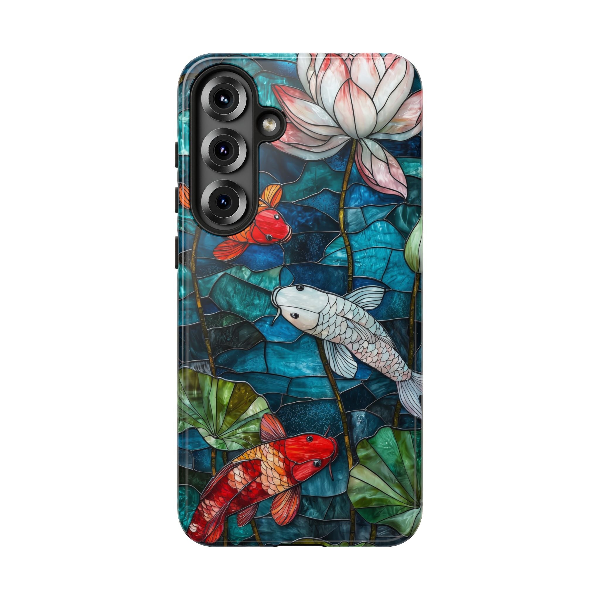 Koi Pond Tough Samsung Galaxy Case — Stained Glass Lotus & Koi Design