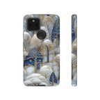 Blue Gold Winter Forest Google Pixel Case — Elegant Tree Pattern Tough Case