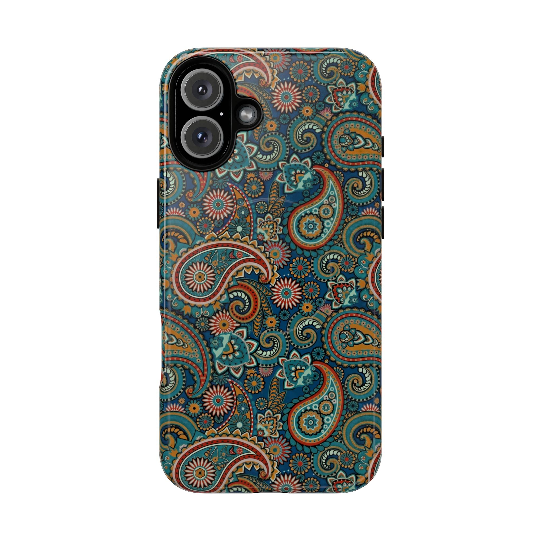 Batik Teal Paisley Tough MagSage iPhone Case