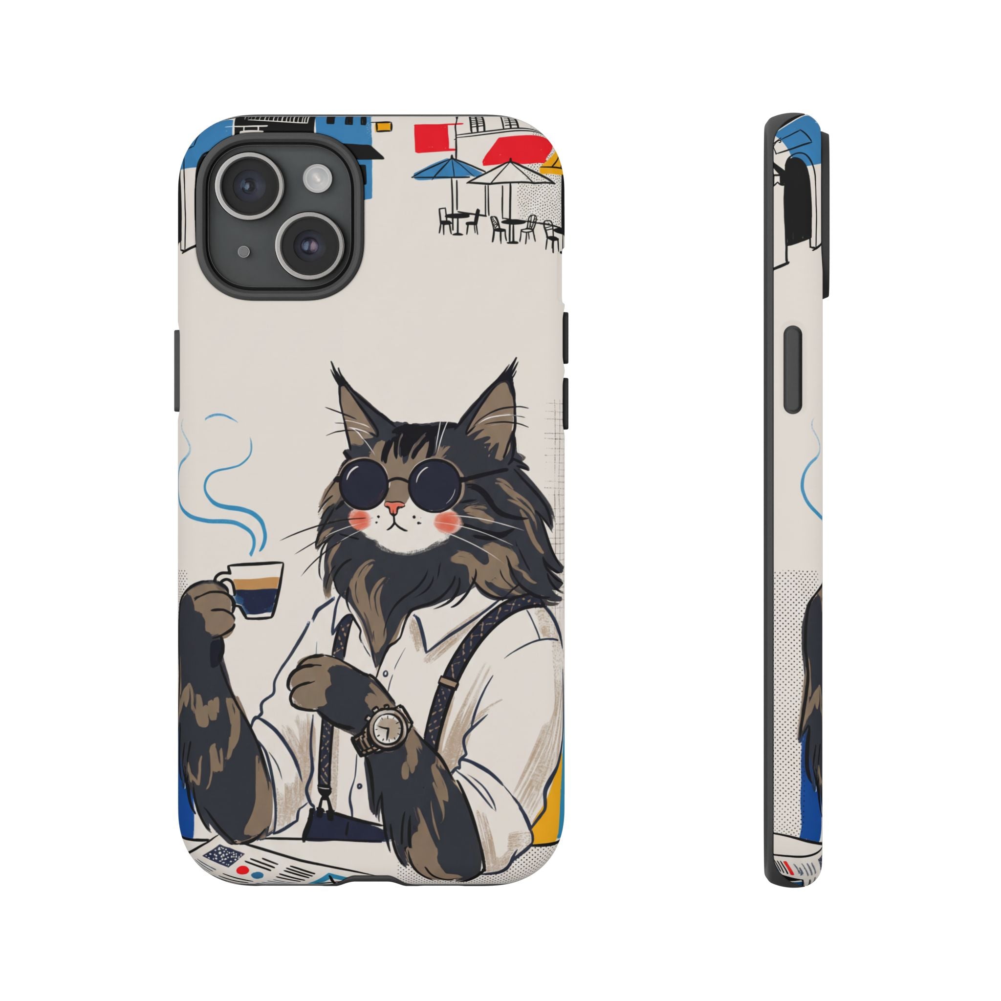 Cat Barista iPhone Case | Cool Cat in Sunglasses Coffee Shop Design