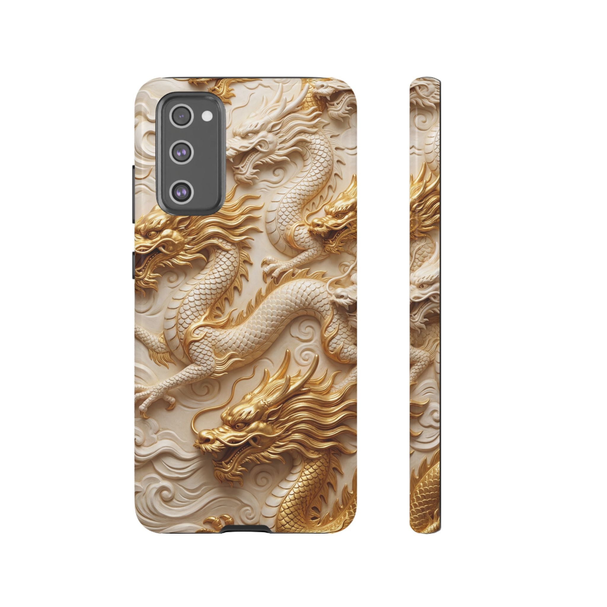 Dragon Relief Samsung Galaxy Case — Gold Carved Dragon Protective Cover