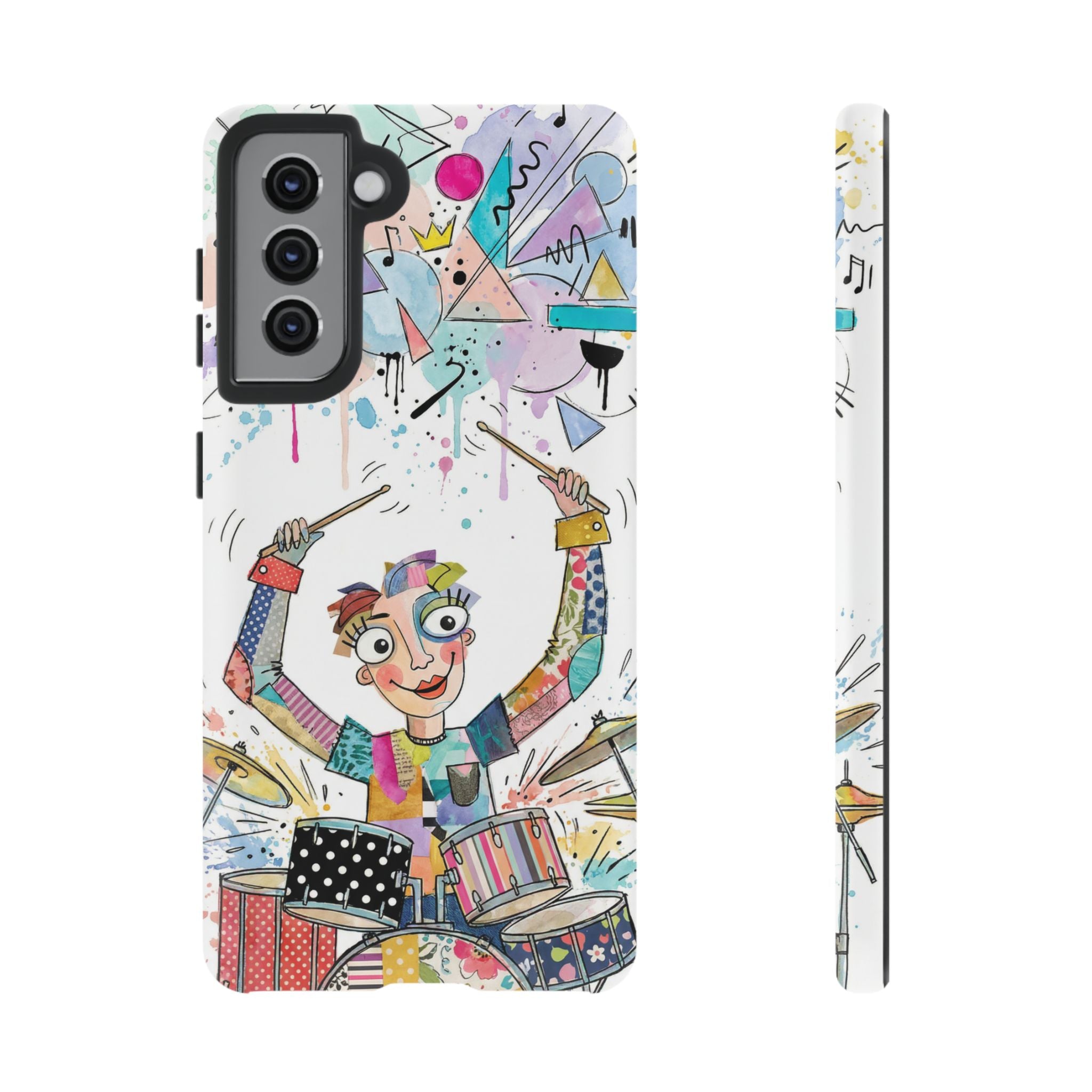Drummer Boy Samsung Galaxy Phone Case | Colorful Cartoon Drum Kit Protective Cover