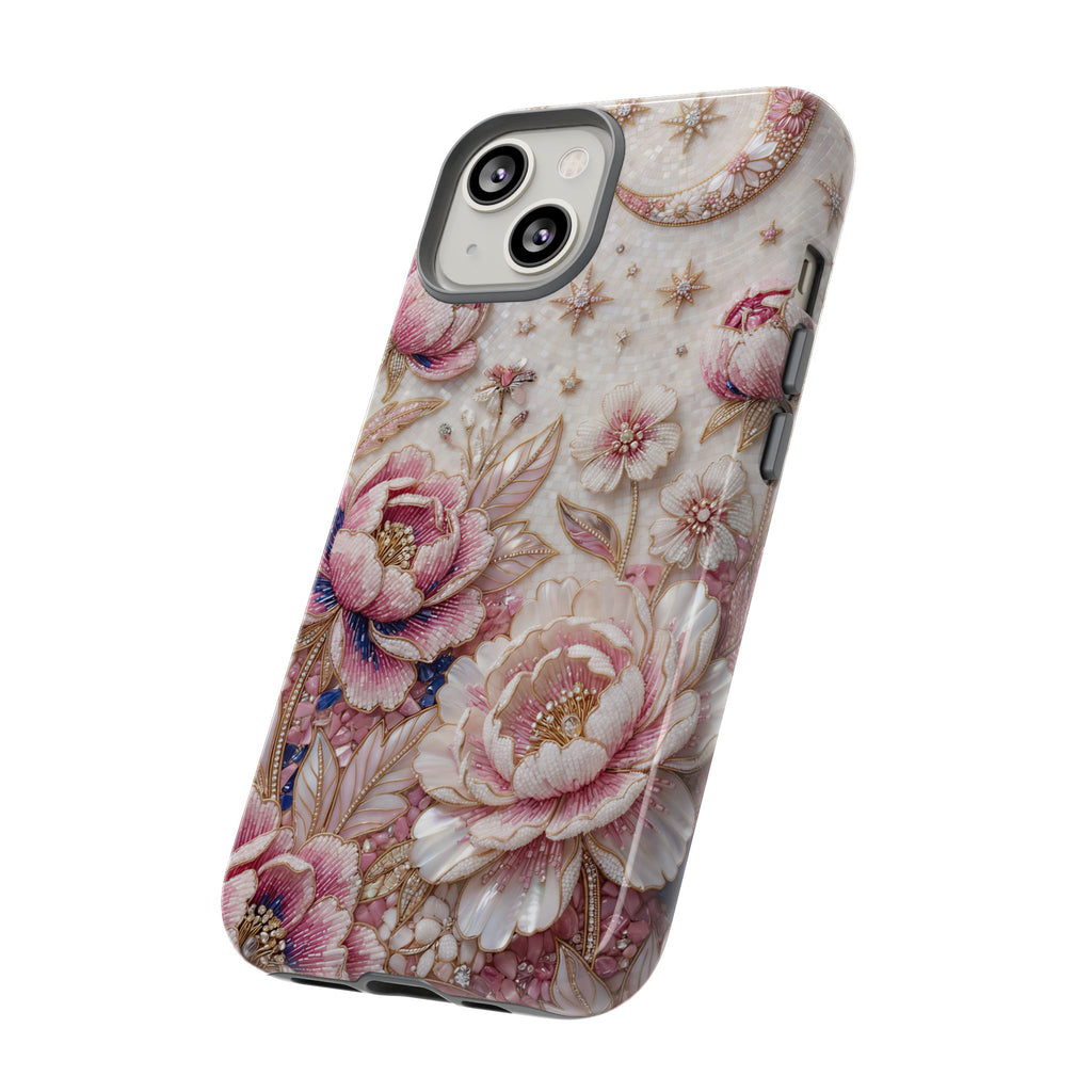 Custodia Floreale per Telefono Robusta Luna | Cover Protettiva Peonia Rosa Vintage