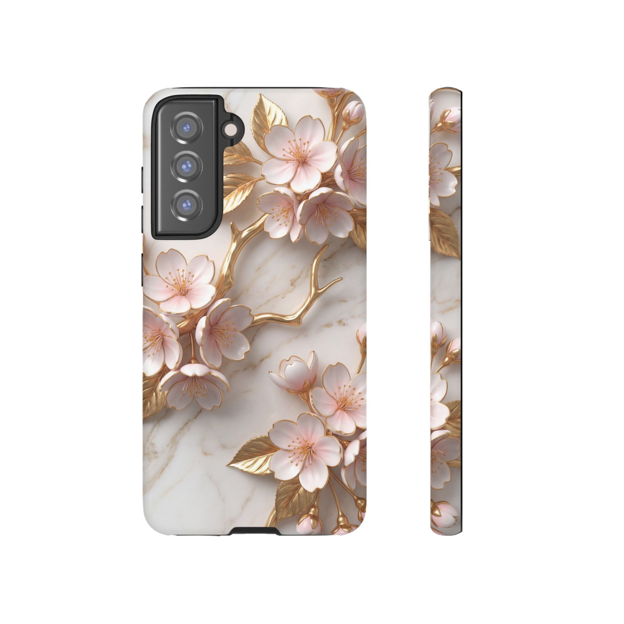 Floral Marble Samsung Galaxy Case — Sakura Gold Cherry Blossom Tough Case