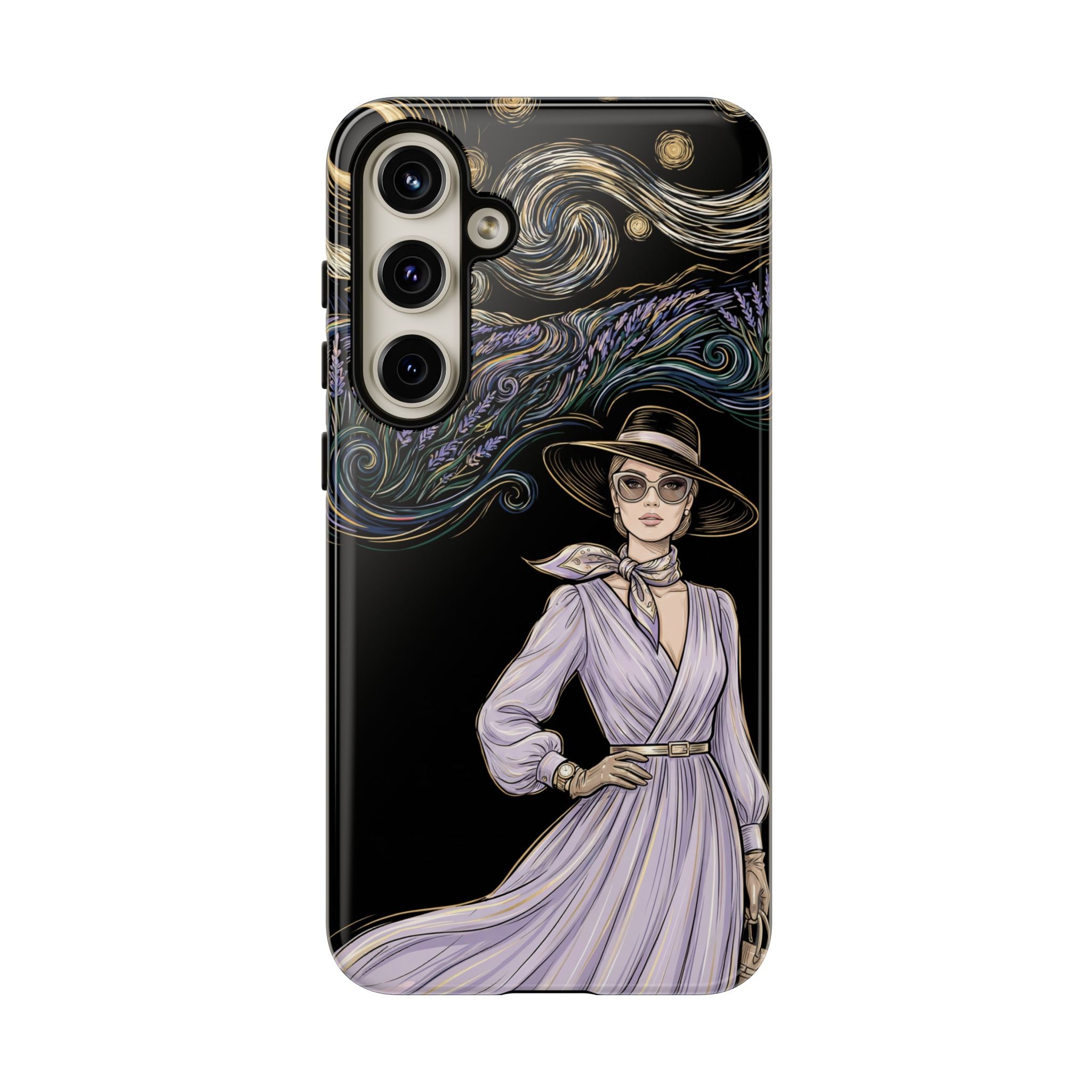 Starry Night Lavender Woman Samsung Galaxy Phone Case | Artistic Protective Tough Case
