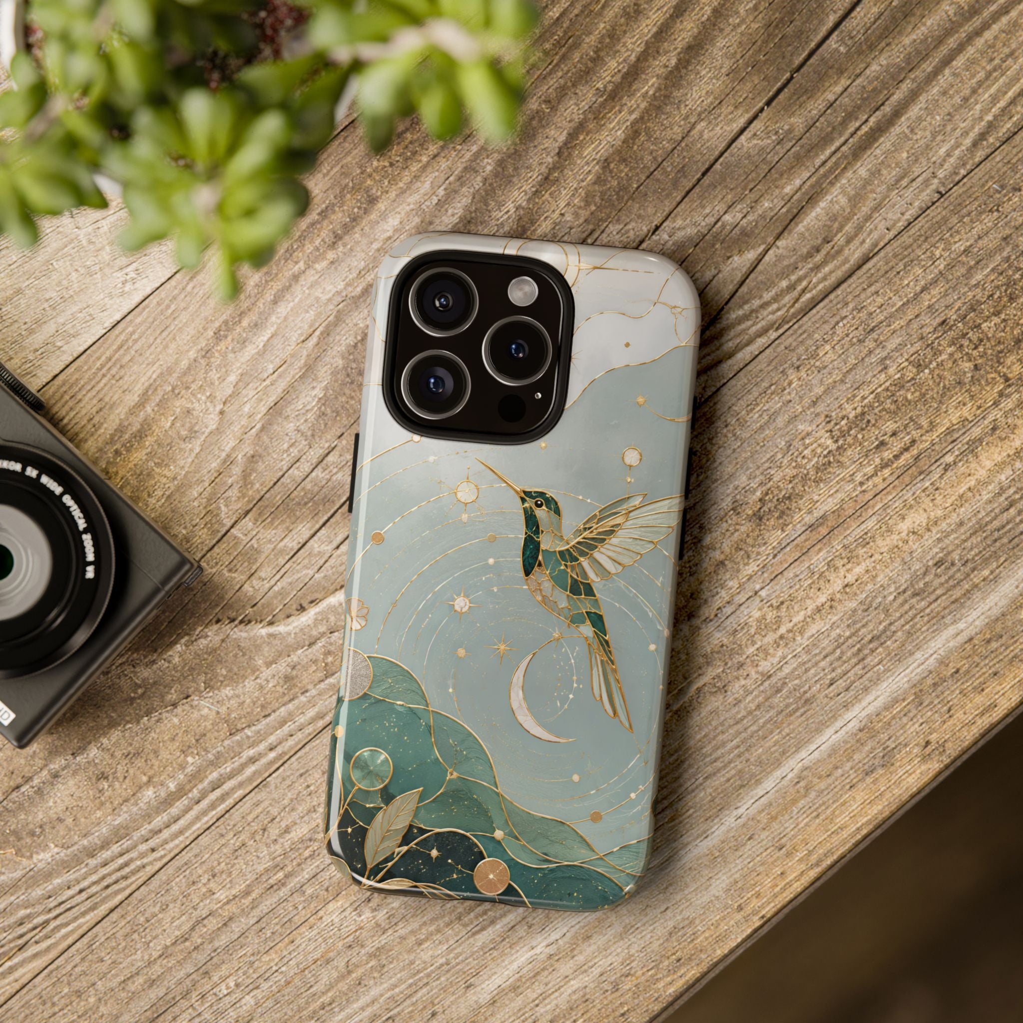 Celestial Hummingbird iPhone Case | Moon & Bird iPhone Case