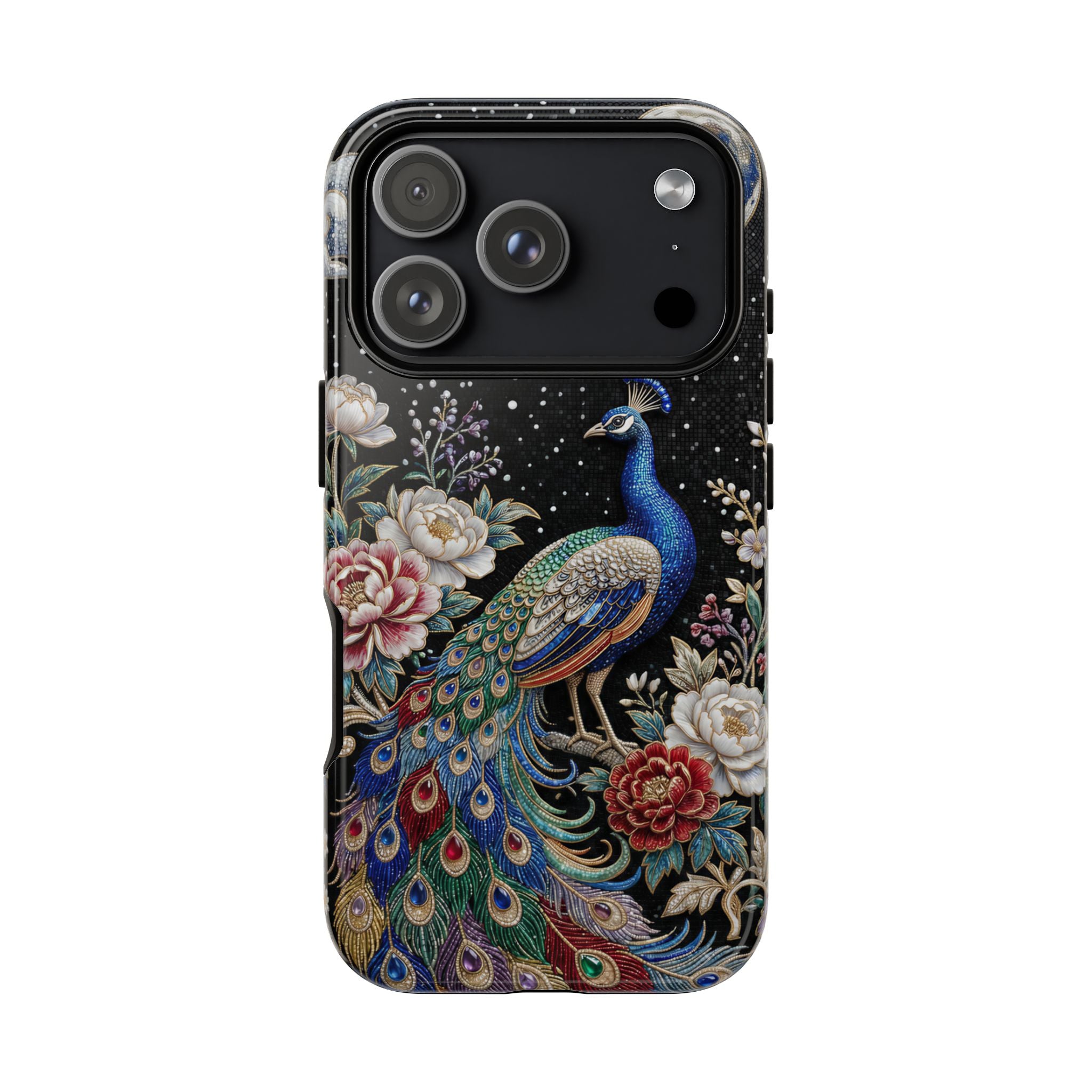 Peacock Moon Tough iPhone Case | Elegant Floral Phone Case