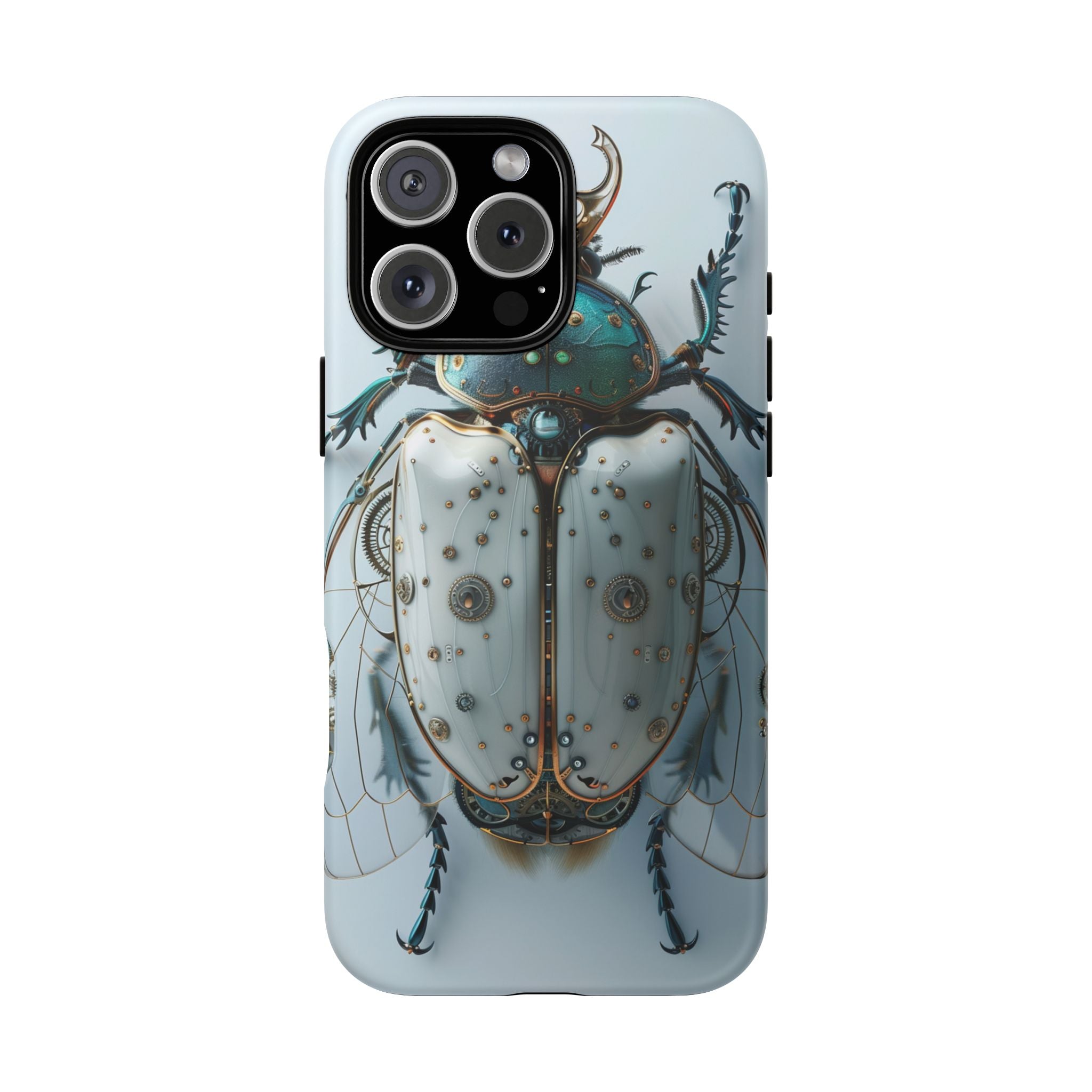 Steampunk White Beetle Protective Tough iPhone Case