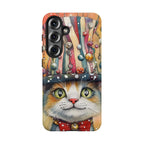 Cat in Colourful Top Hat Samsung Galaxy Case — Whimsical Cat Art iPhone Case