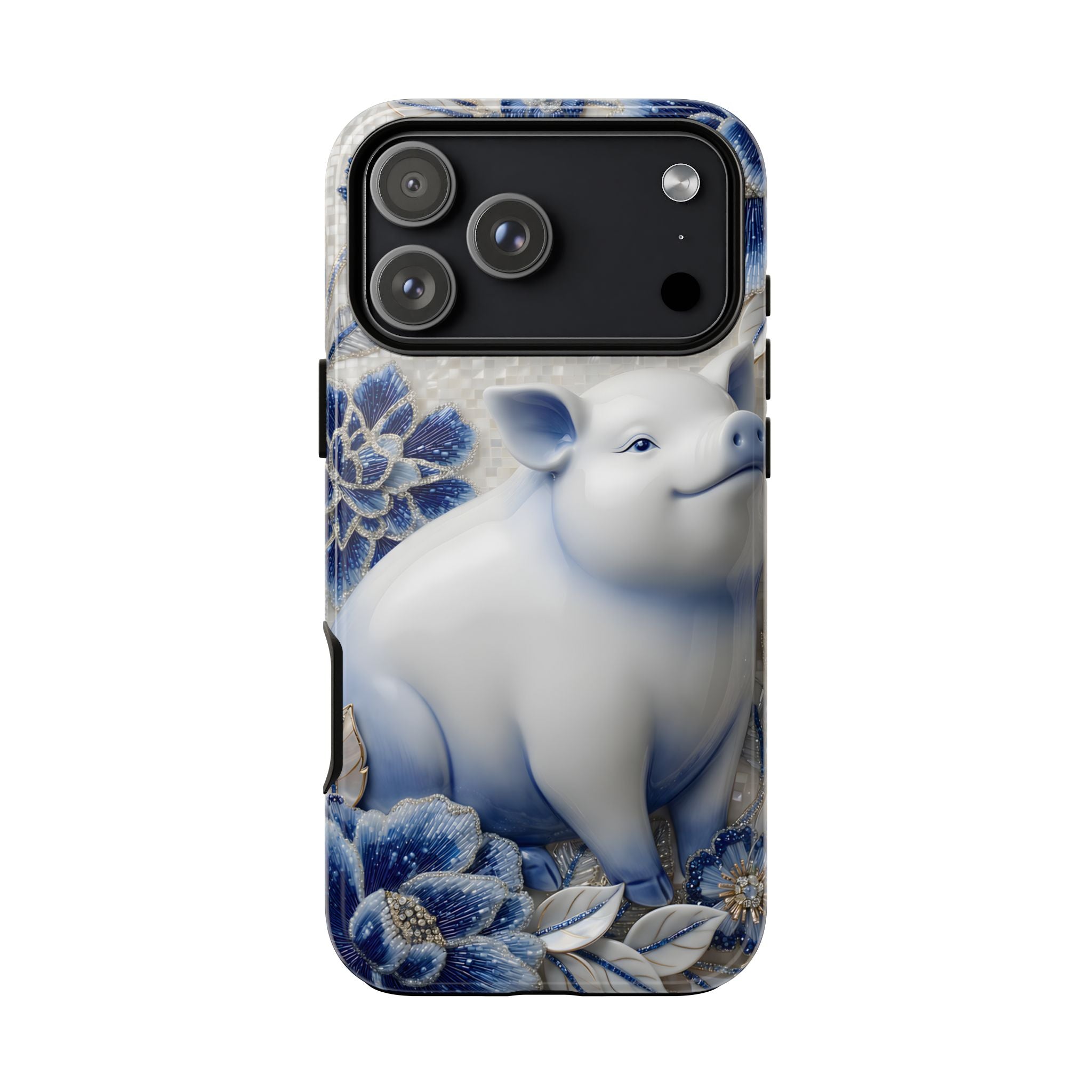 Asian Zodiac Pig iPhone Case | Blue & White Porcelain Slim Protective Shockproof Case| Year of the Pig Gift