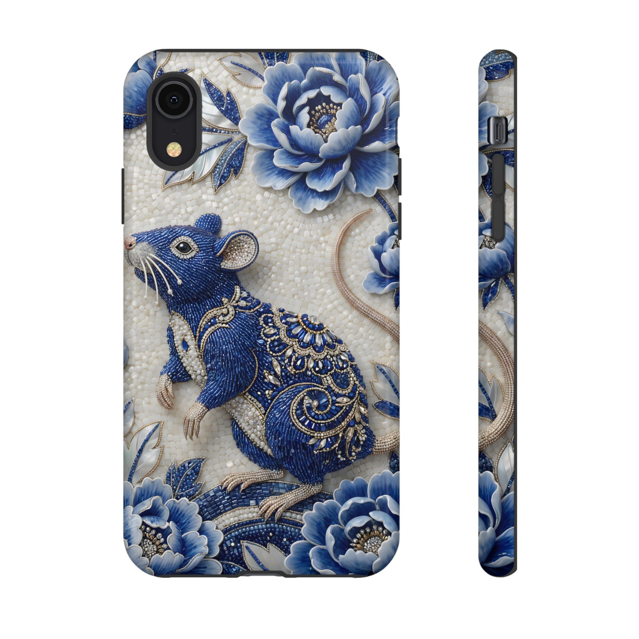 Asian Zodiac Rat iPhone Case | Blue & White Porcelain Art Slim Protective iPhone Case | Year of the Rat Gift
