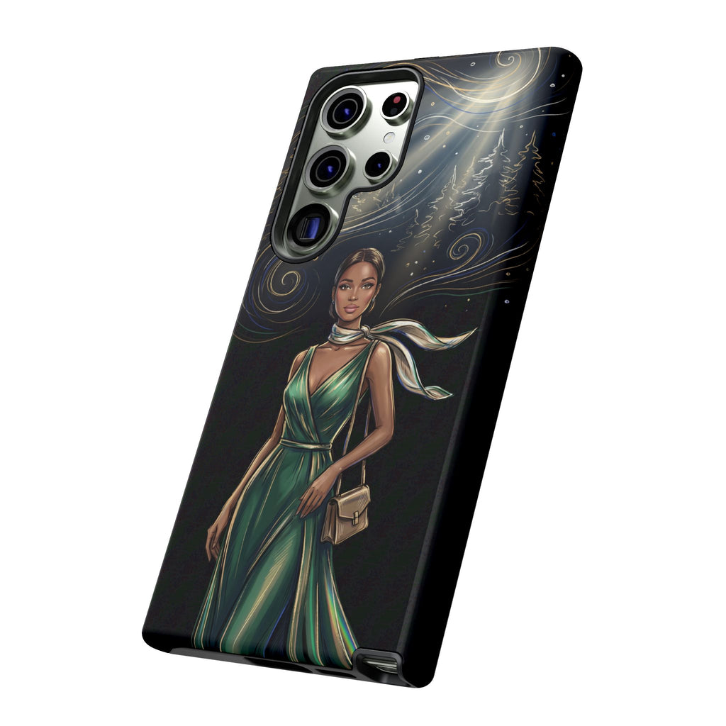 Elegant Woman in Green Dress Art Protective Tough Samsung Galaxy Phone Case