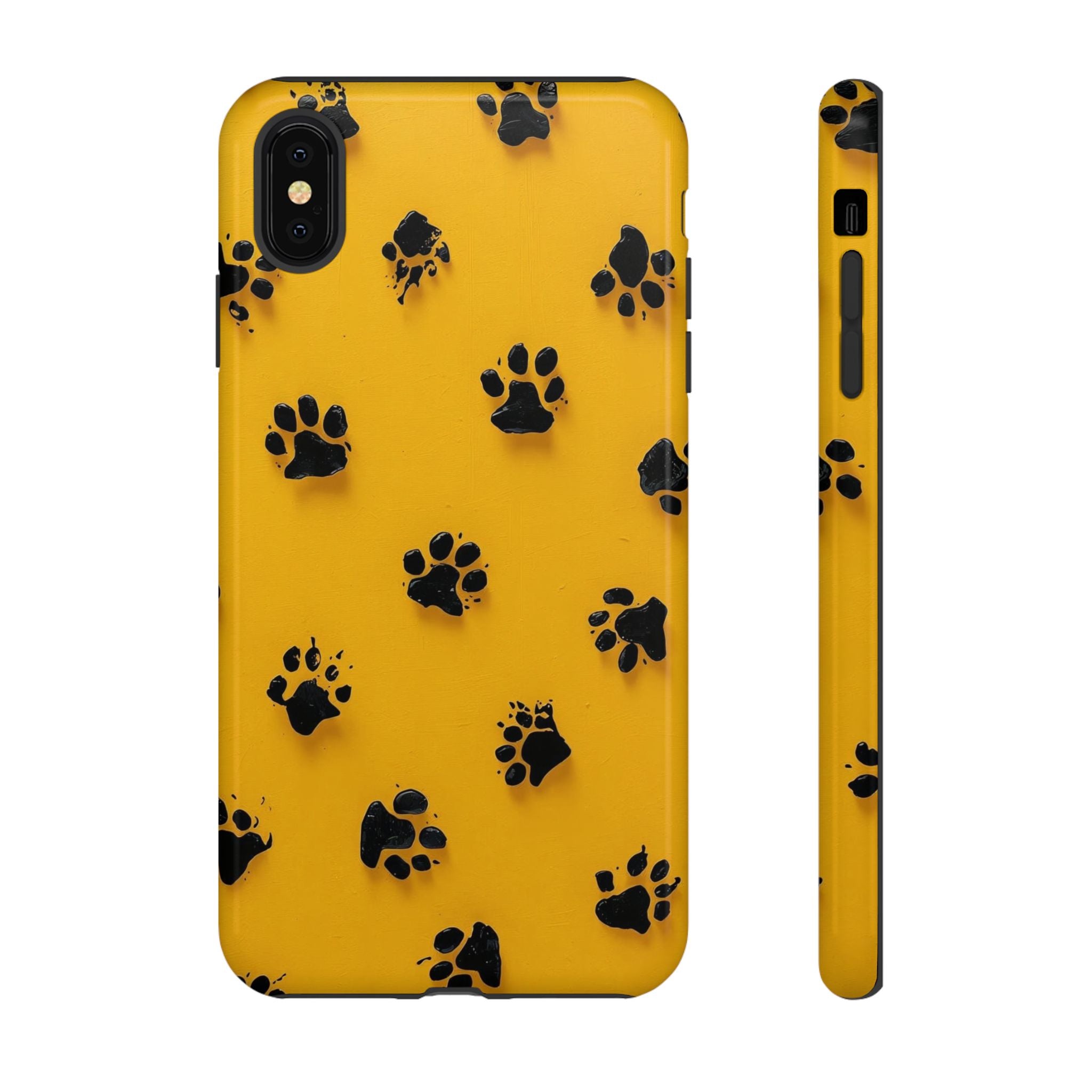 Yellow Paw Print Tough iPhone Case — Protective Dog & Cat Lover Cover