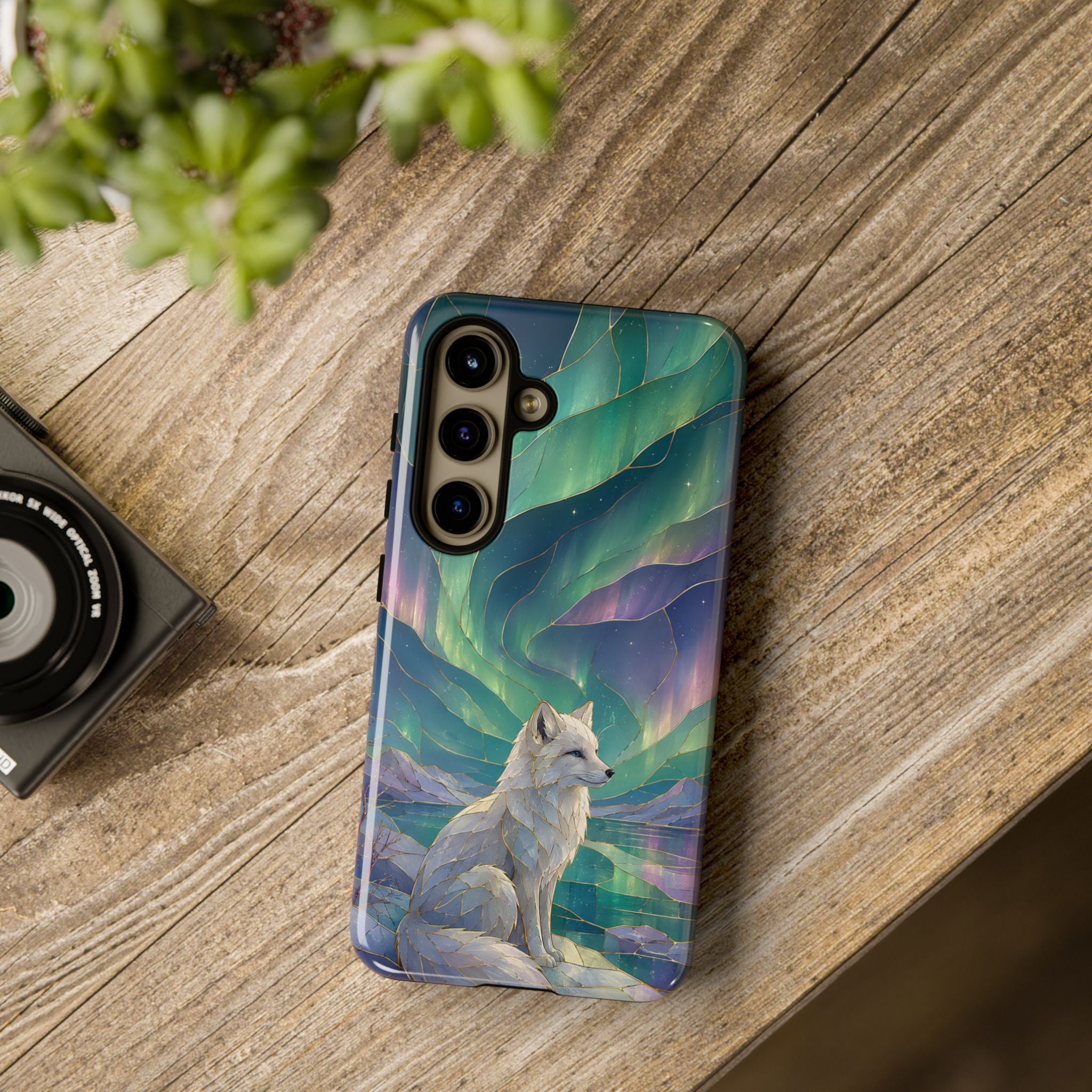 Arctic Fox Samsung Galaxy Phone Case | Northern Lights Phone Case