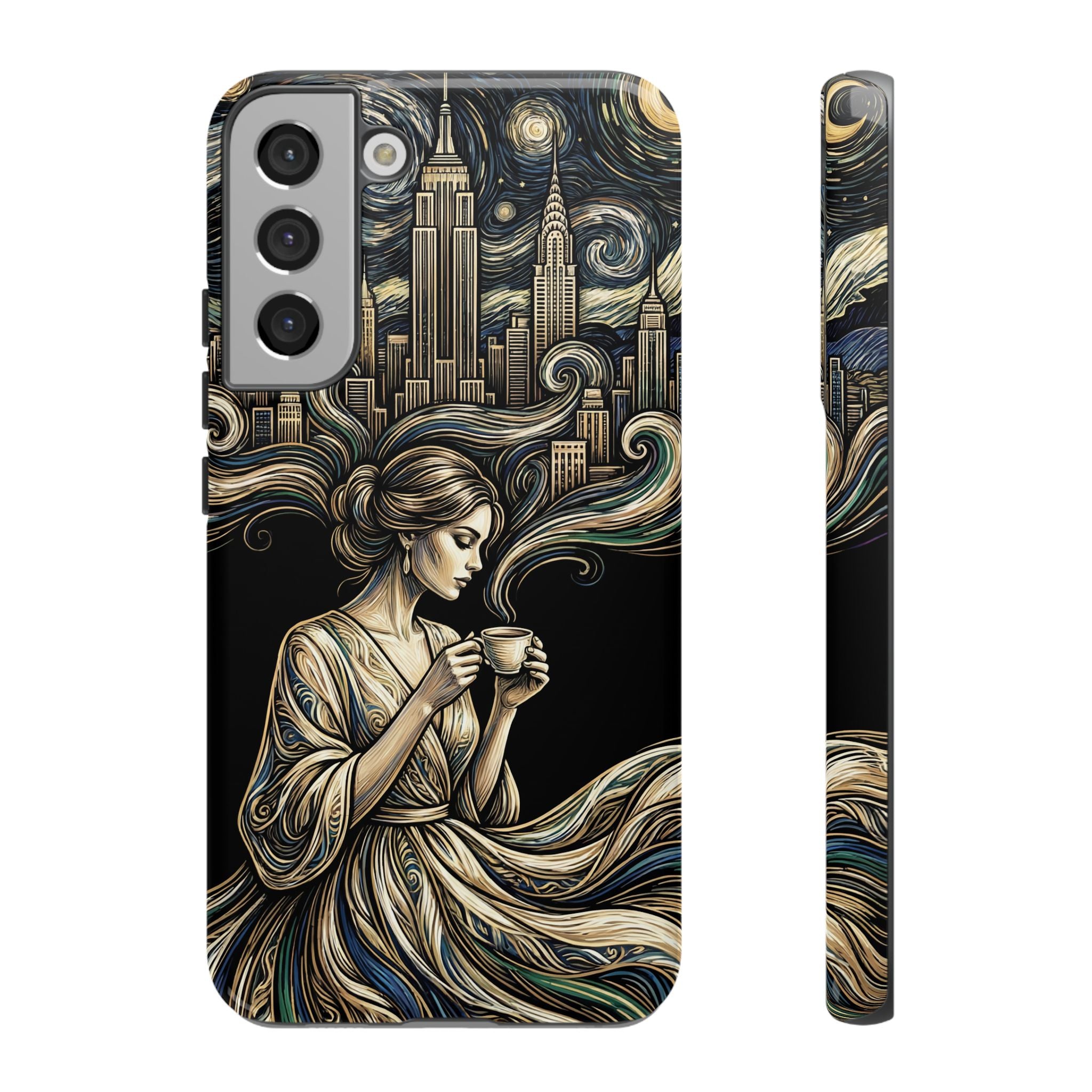 Vintage Cityscape Woman Tea Art Samsung Galaxy Phone Case