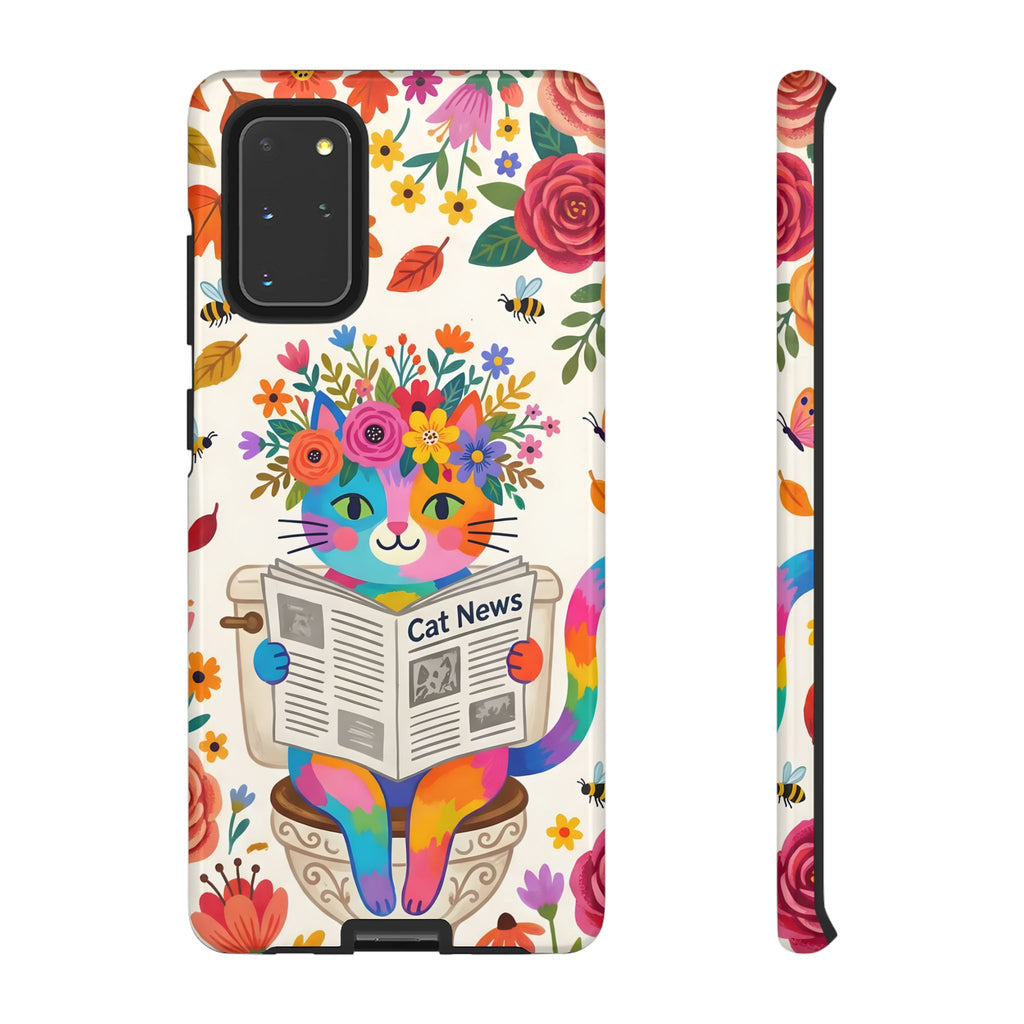 Floral Rainbow Cat Samsung Galaxy Phone Case | Cat News Design