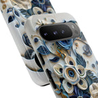 Floral Quilled Art Google Pixel Case — Blue & Cream Decorative Protection