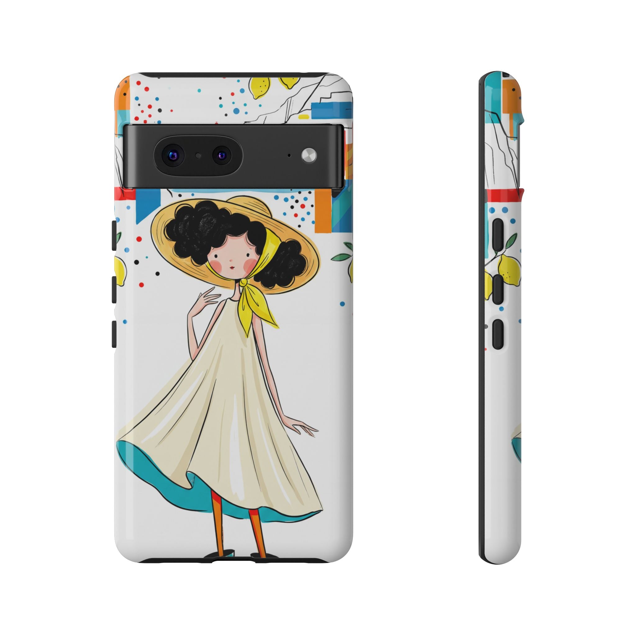 Cute Summer Girl Google Pixel Phone Case | Whimsical Coastal Illustration Protective Case