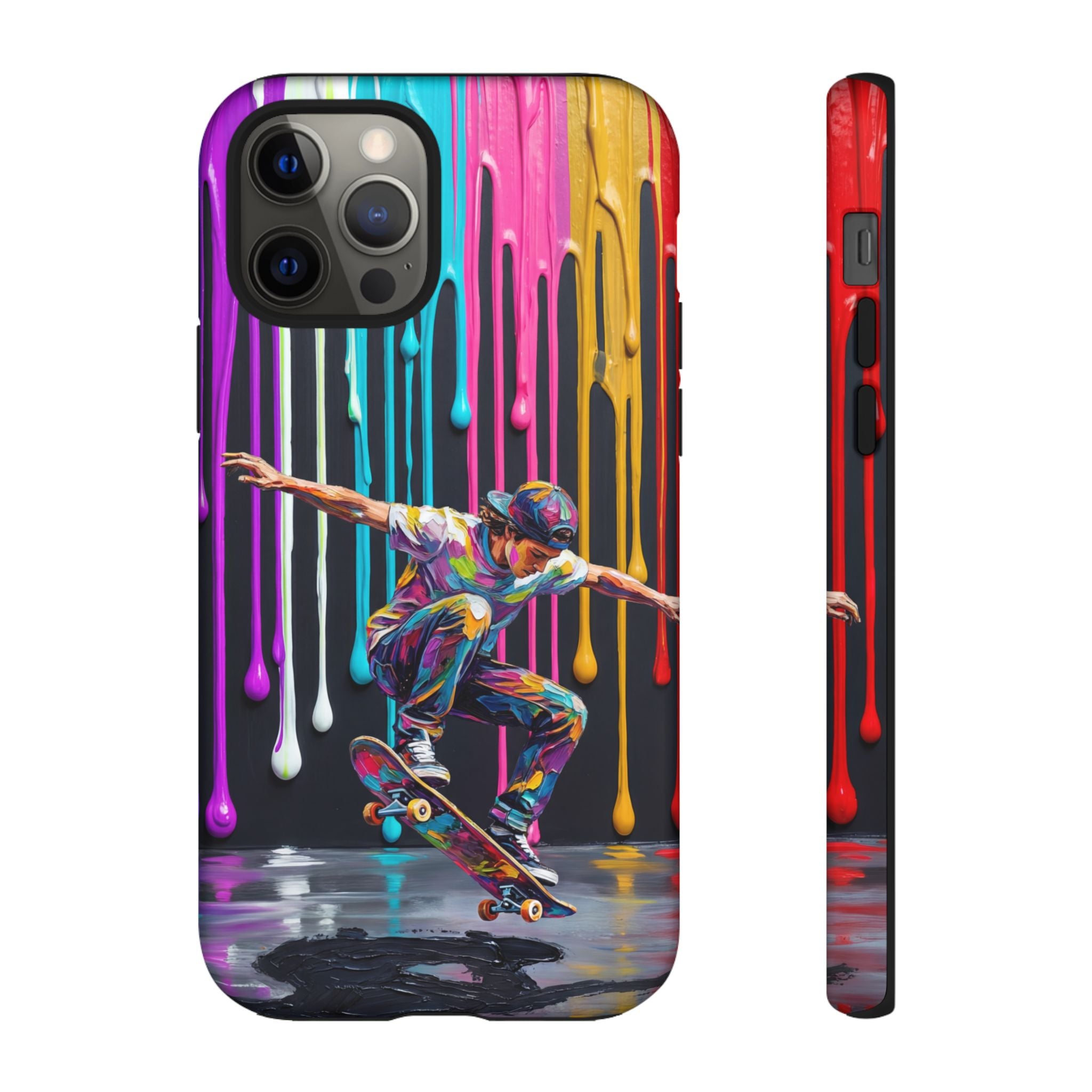 Colourful Drip Art Skateboarder Splash iPhone Case