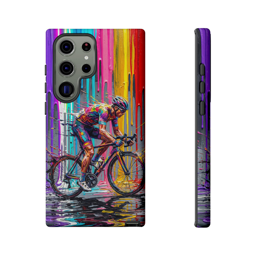 Cyclist Art Samsung Galaxy Phone Case | Colourful Drip Painting Tough Cases