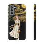 Cover per telefono Samsung Galaxy "Notte di girasoli" | Donna in abito fluente stile Van Gogh