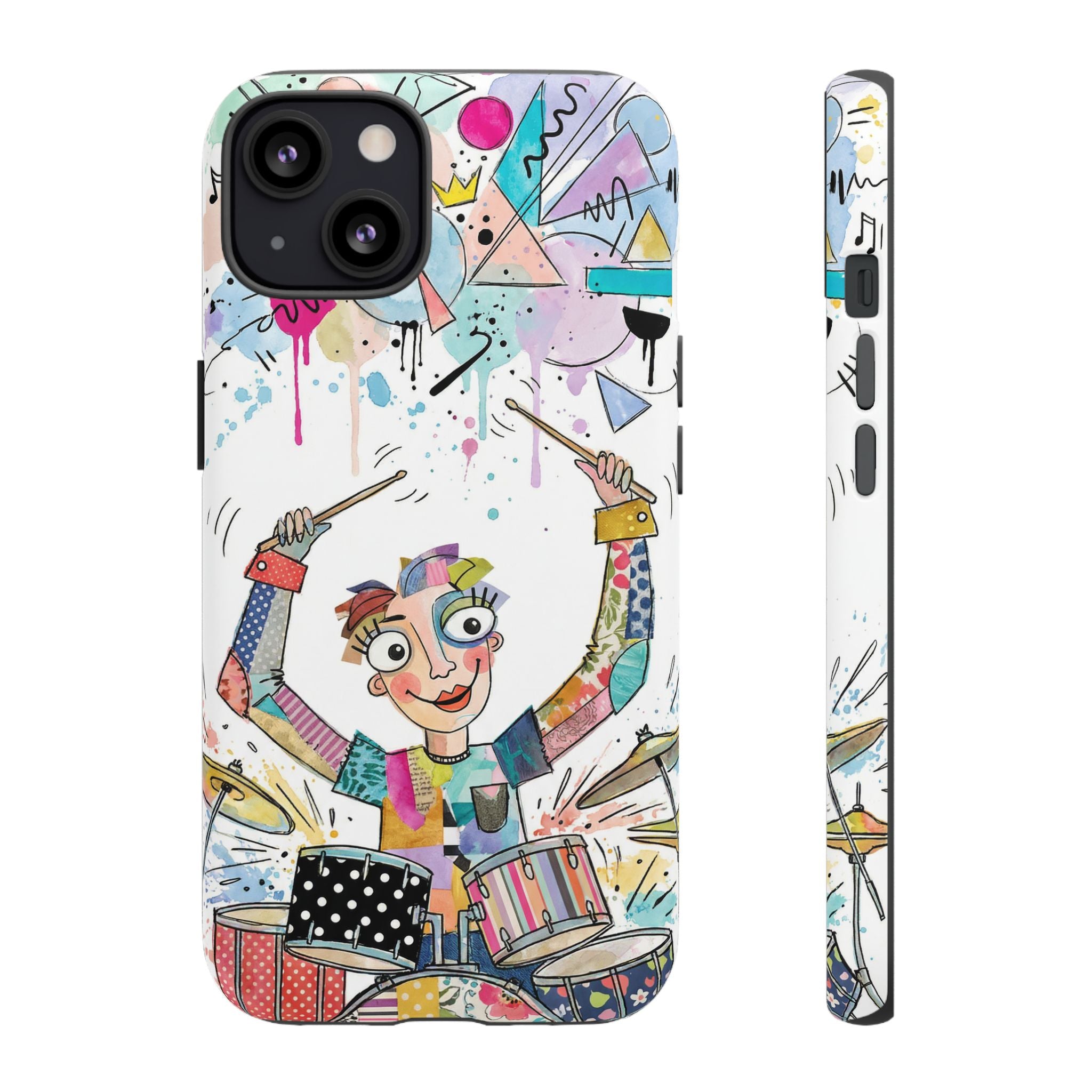 Drummer Boy iPhone Case | Colorful Cartoon Drum Kit Protective Cover