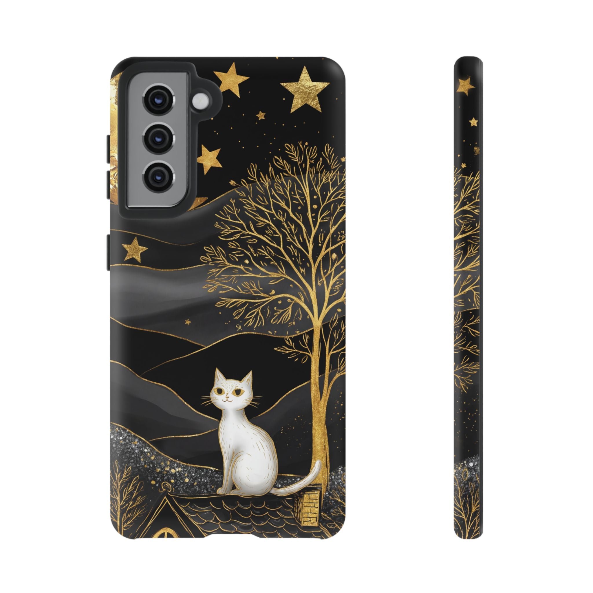 Gold Moon & Celestial Cat Samsung Galaxy Case